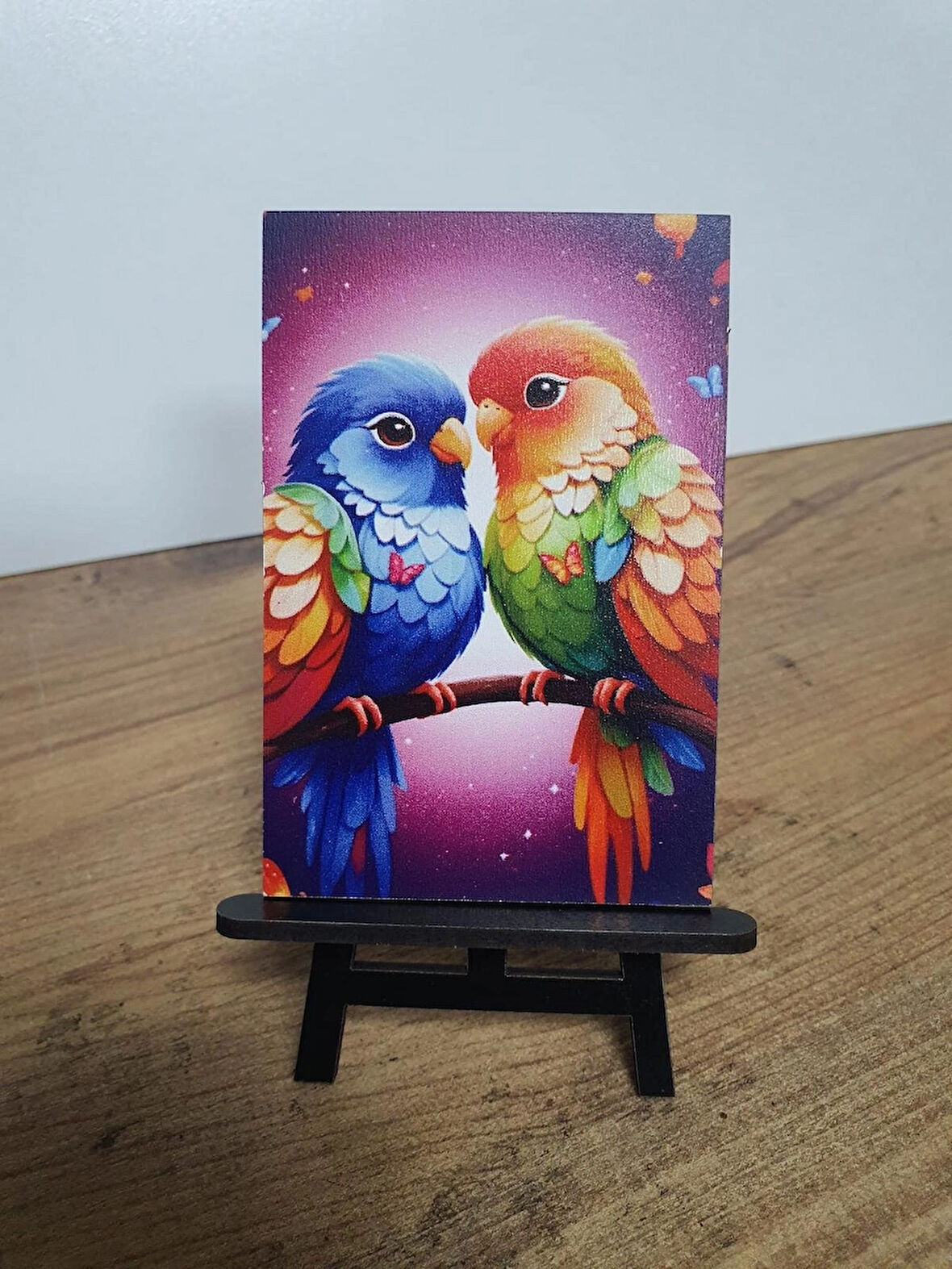 2 Adet Kuşlar Masaüstü Mini Tablo