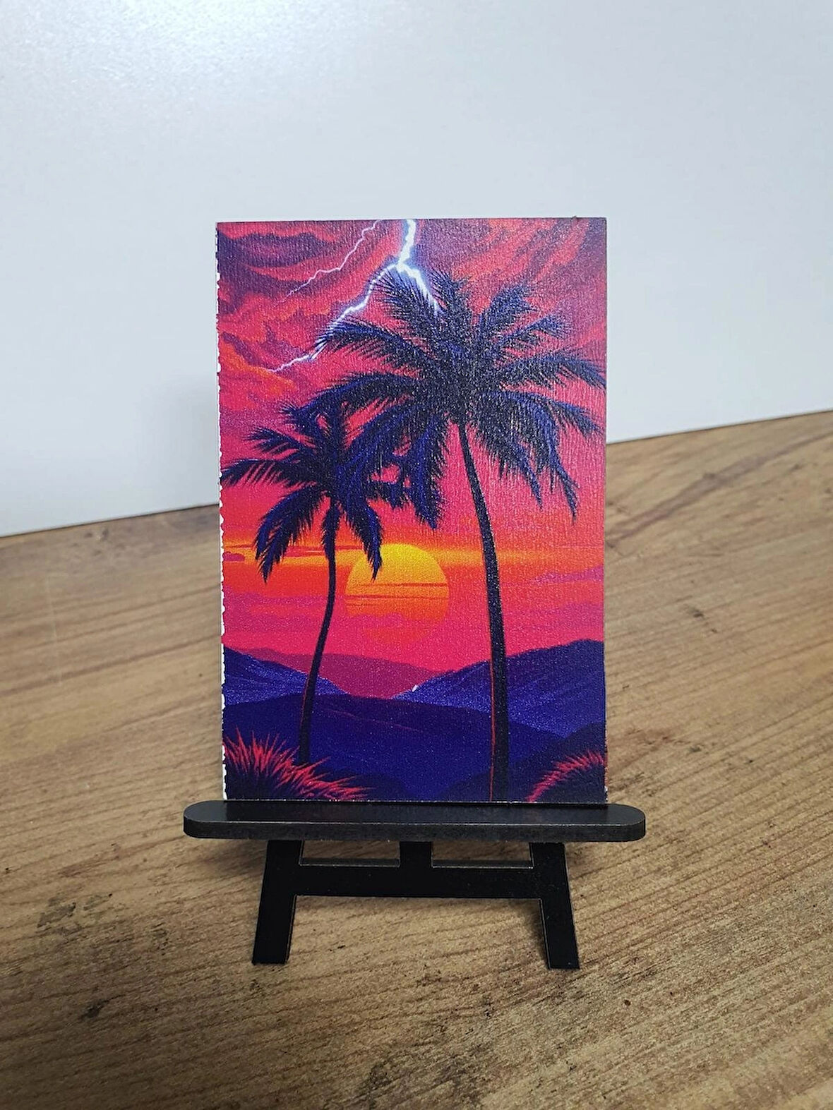 2 Adet Palmiyeler ve Günbatımı Mini Tablo