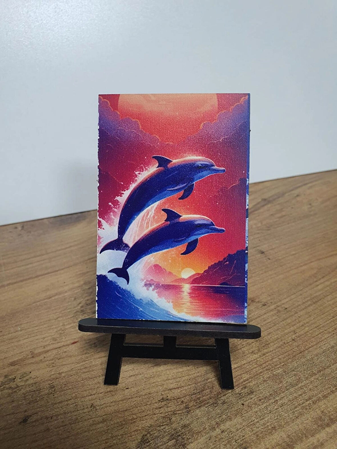 2 Adet Yunuslar ve Günbatımı Mini Tablo