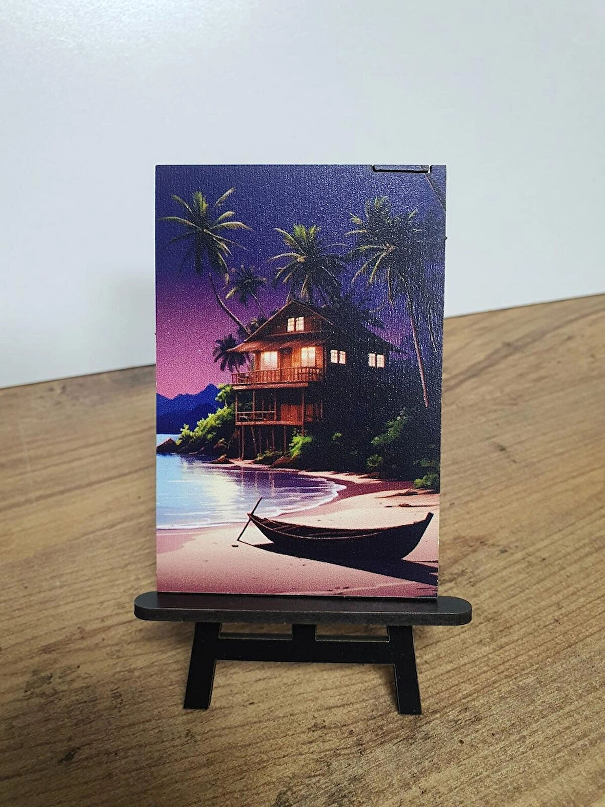 2 Adet Deniz Manzaralı Ev Mini Tablo