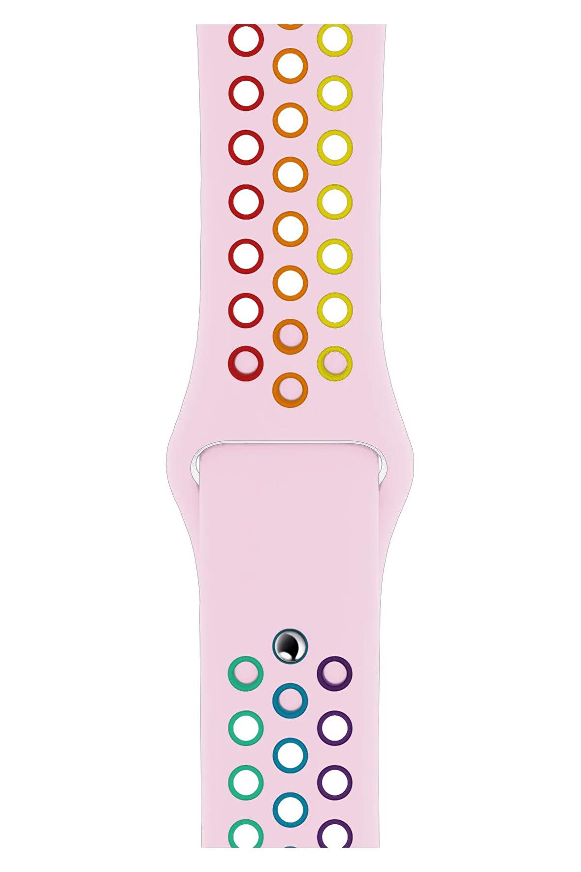 Watch 2 3 4 5 6 7 8 9 Se 38 40 41mm Uyumlu Delikli Spor Silikon Kordon Pink Rainbow 