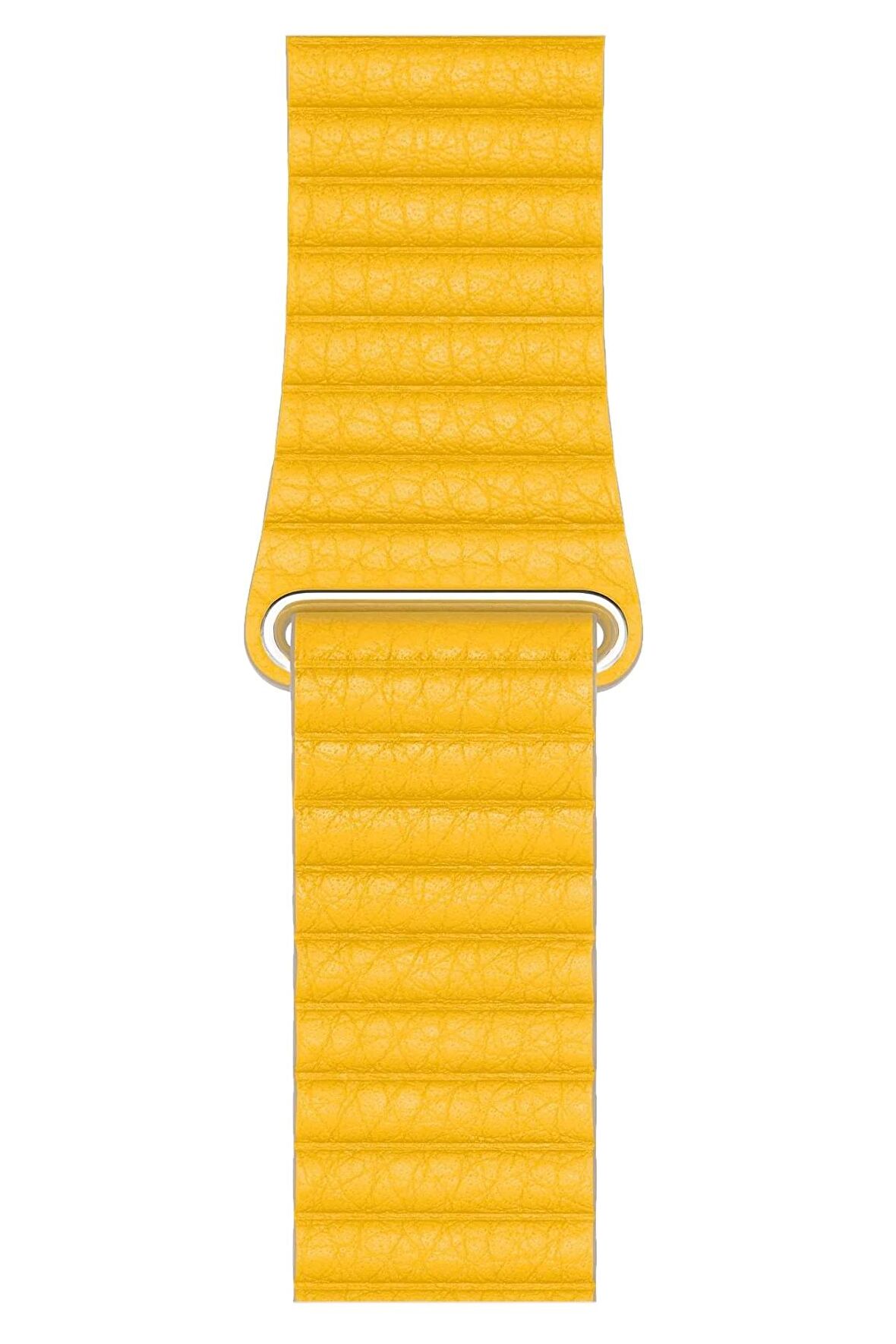Watch 2 3 4 5 6 7 8 9 Se 38 40 41mm Uyumlu Klasik Deri Kordon Yellow
