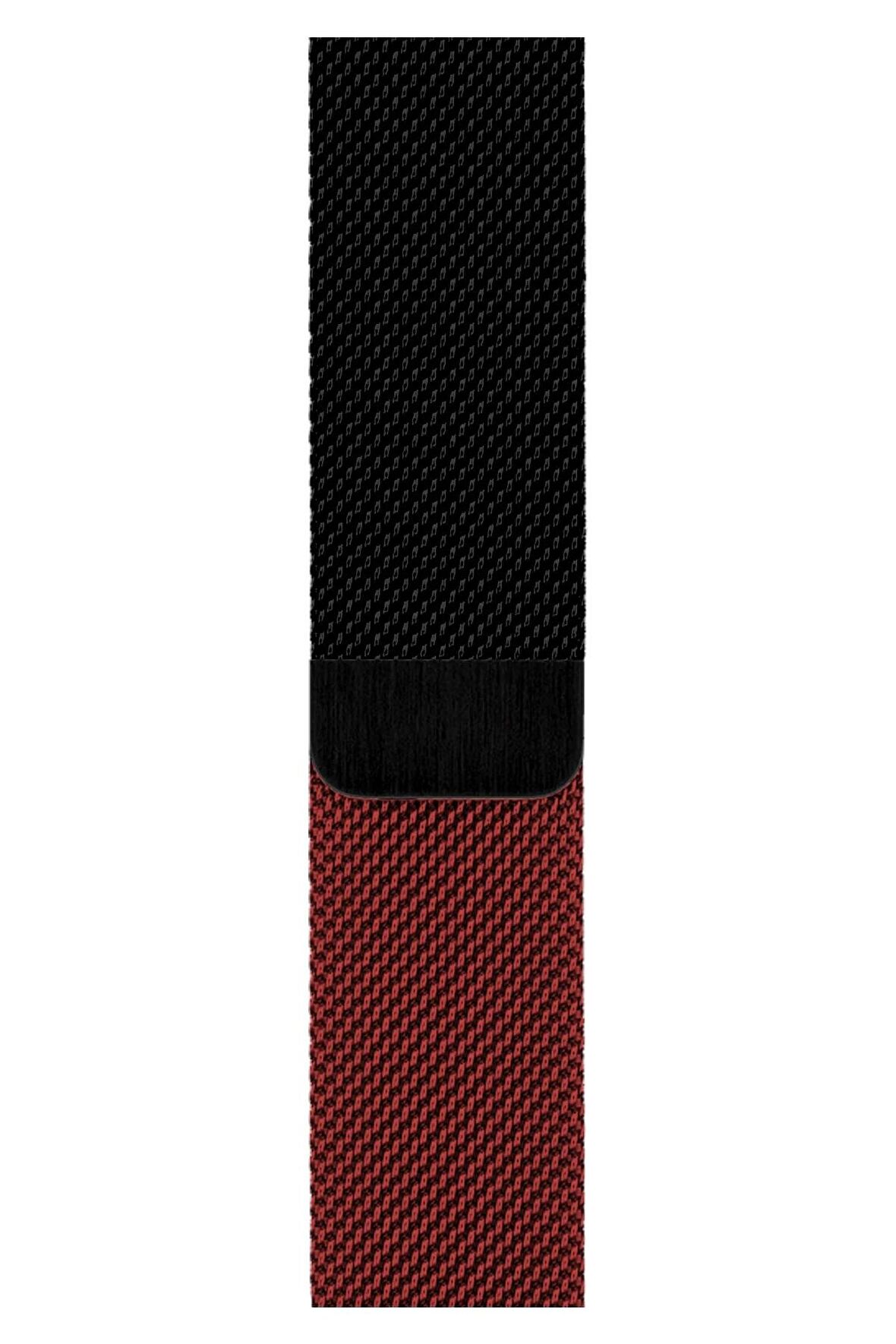 Watch 2 3 4 5 6 7 8 9 Se 42 44 45 49mm Uyumlu Milano Çelik Kordon Black Red