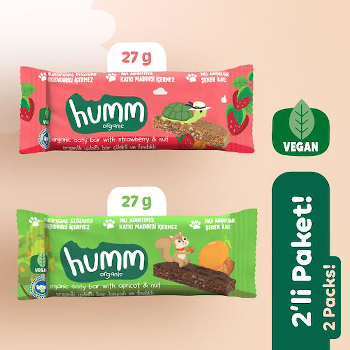 Organik Vegan Yulaf Bar Atıştırmalık Paketi - 2 adet (2 çeşit)