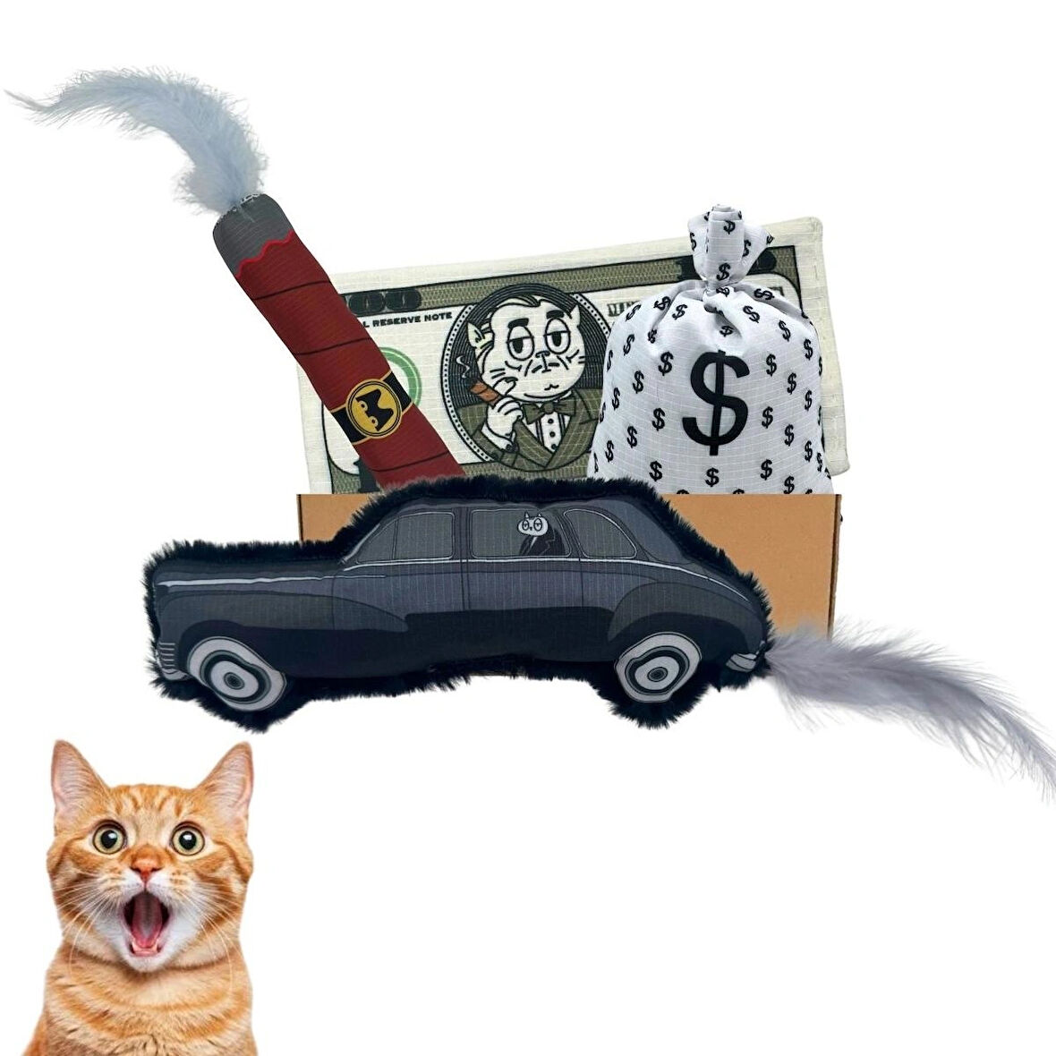 Miyav Mafya Temalı 4'lu Kedi Oyuncak Seti