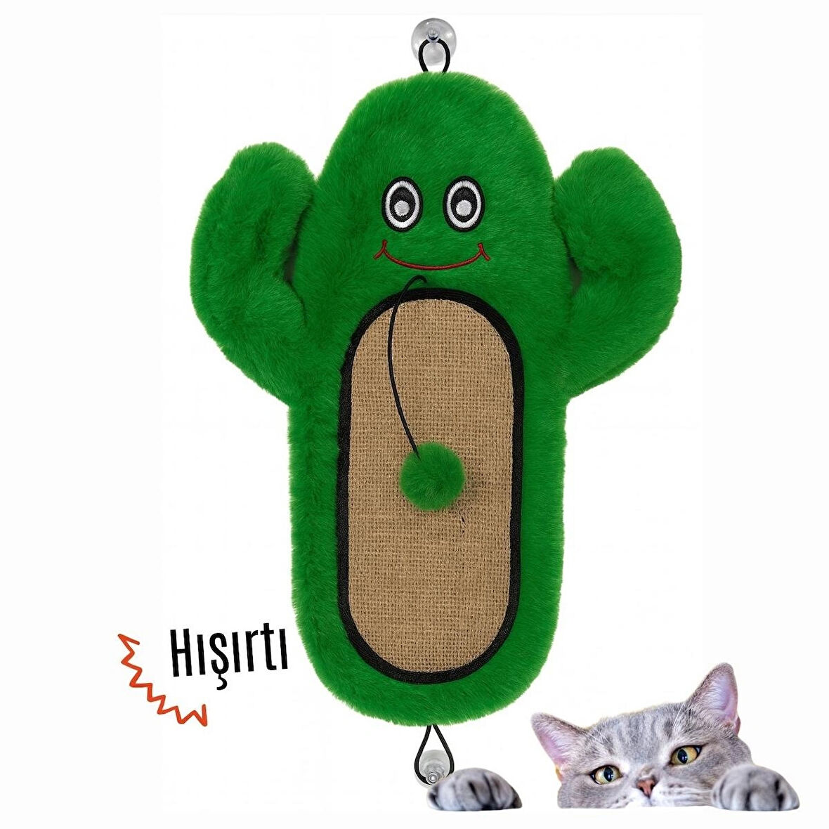Miyav Kedi Tırmalama Matı Peluş Kaktüs Oyuncak