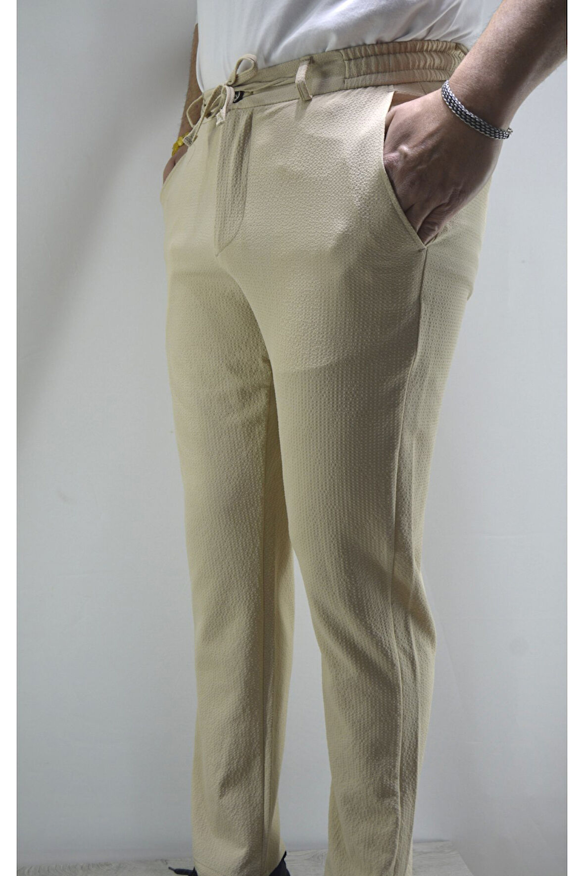 Manjogger Gofre Jogger Pantolon Bej