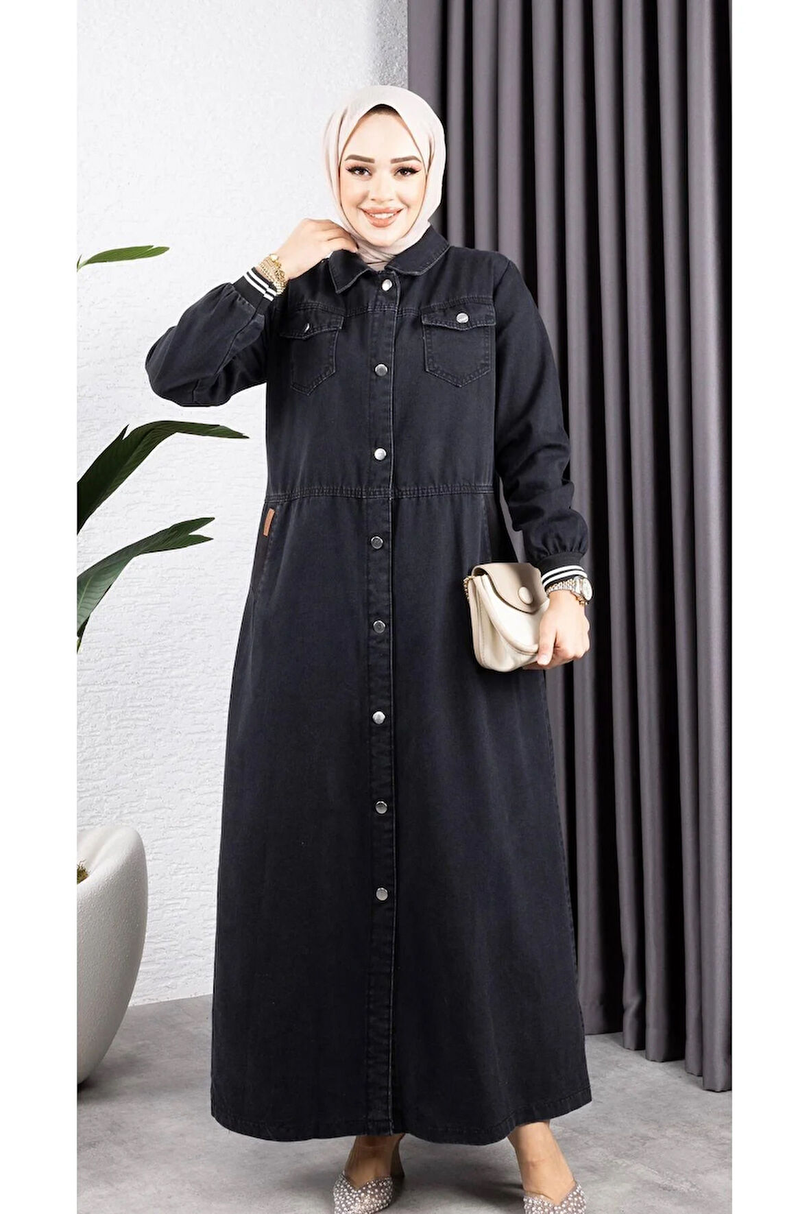 Kadın Düğmeli Pamuk Gabardin Kap