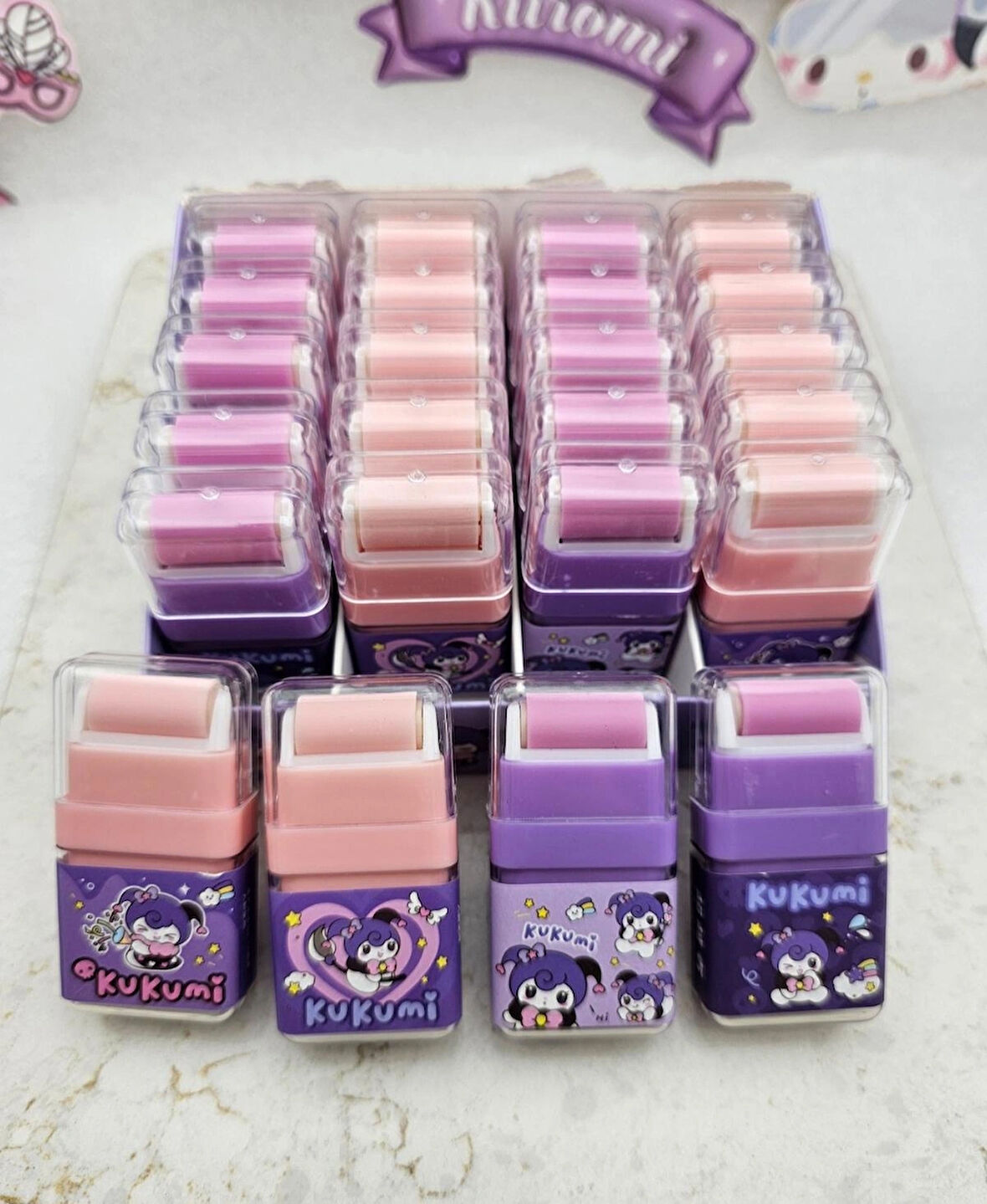 sanrio kuromi silindirli silgi silindir ile temizleyeci kurumili silgi okul öncesi hediyelik 1adet