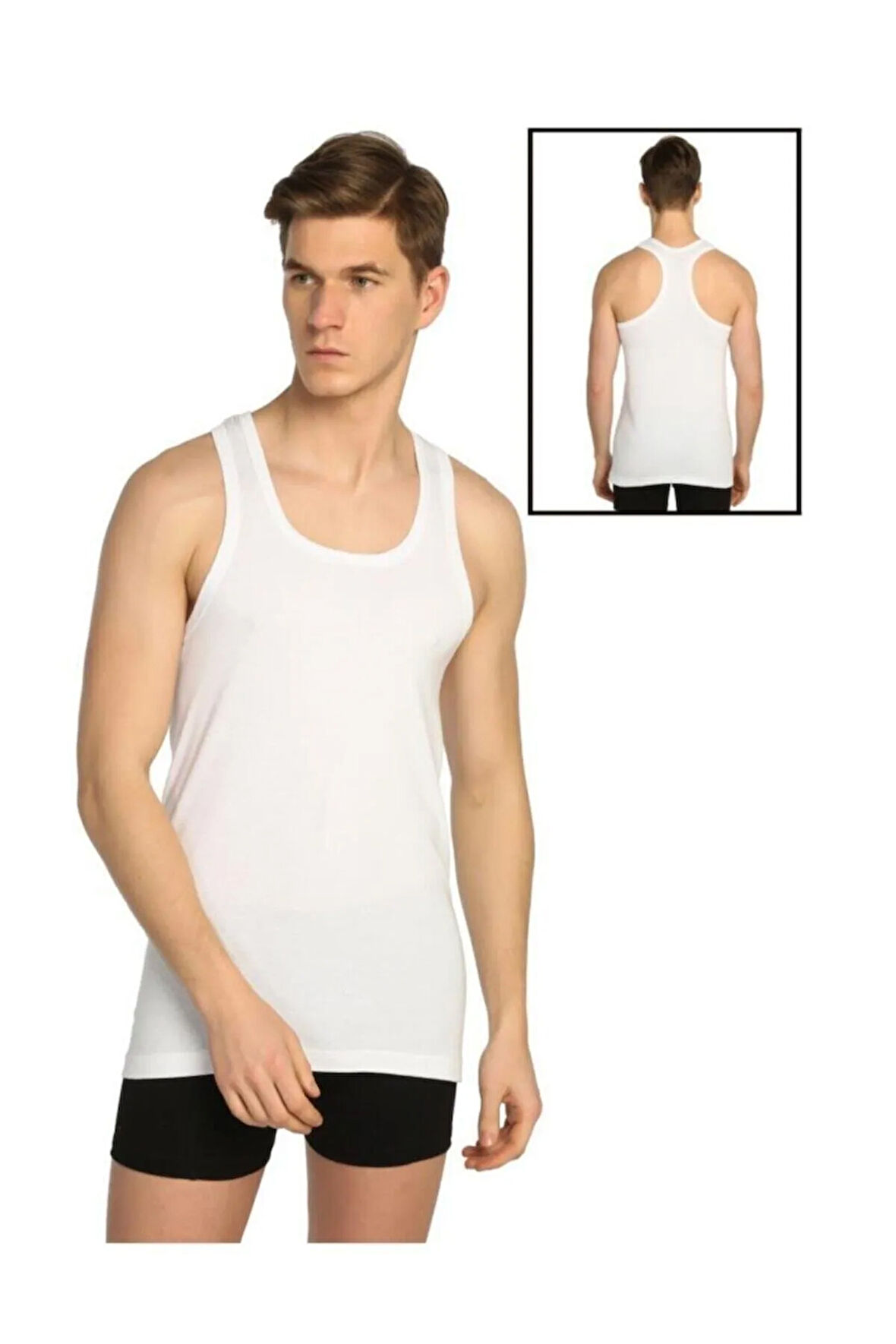 3'lü 0118 Erkek Ribana Spor Atlet Siyah, Beyaz Ve Gri