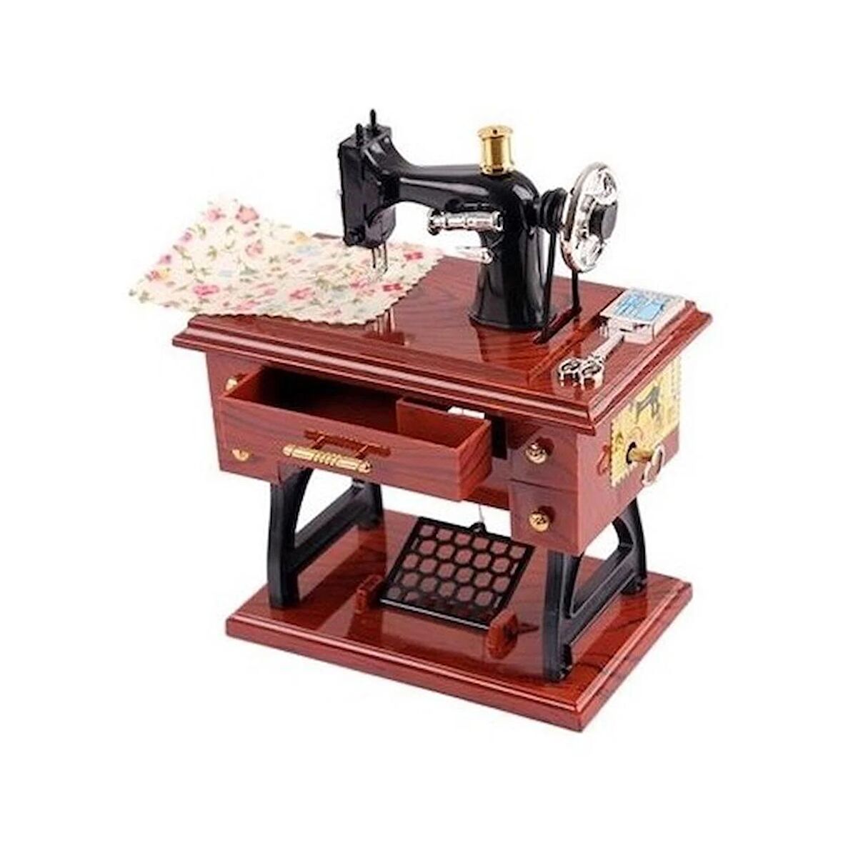 Mobgift Dikiş Makinesi Kurmalı Müzik Kutusu (Kahverengi)