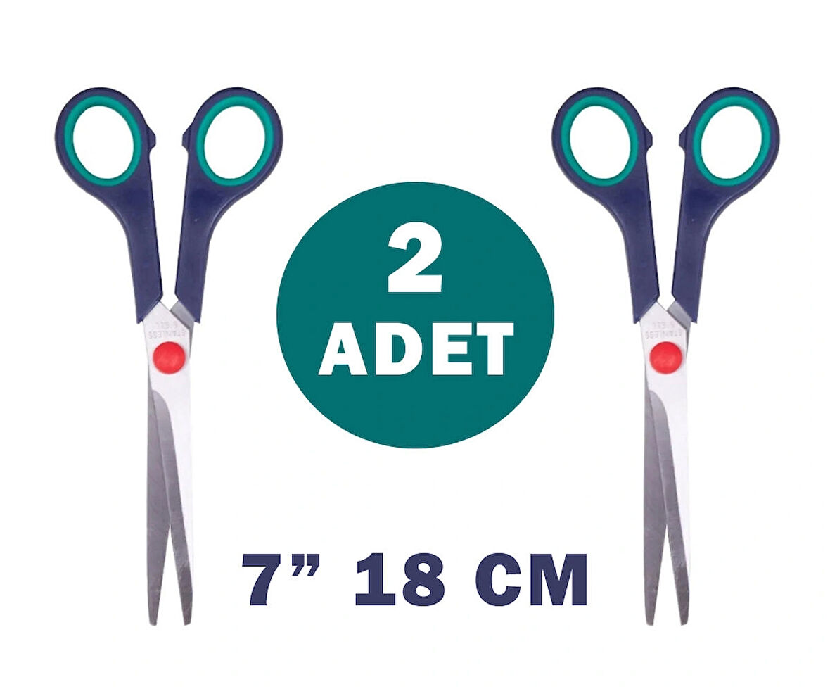  2 Adet Makas 18 CM Paslanmaz Çelik Terzi Kağıt Makası