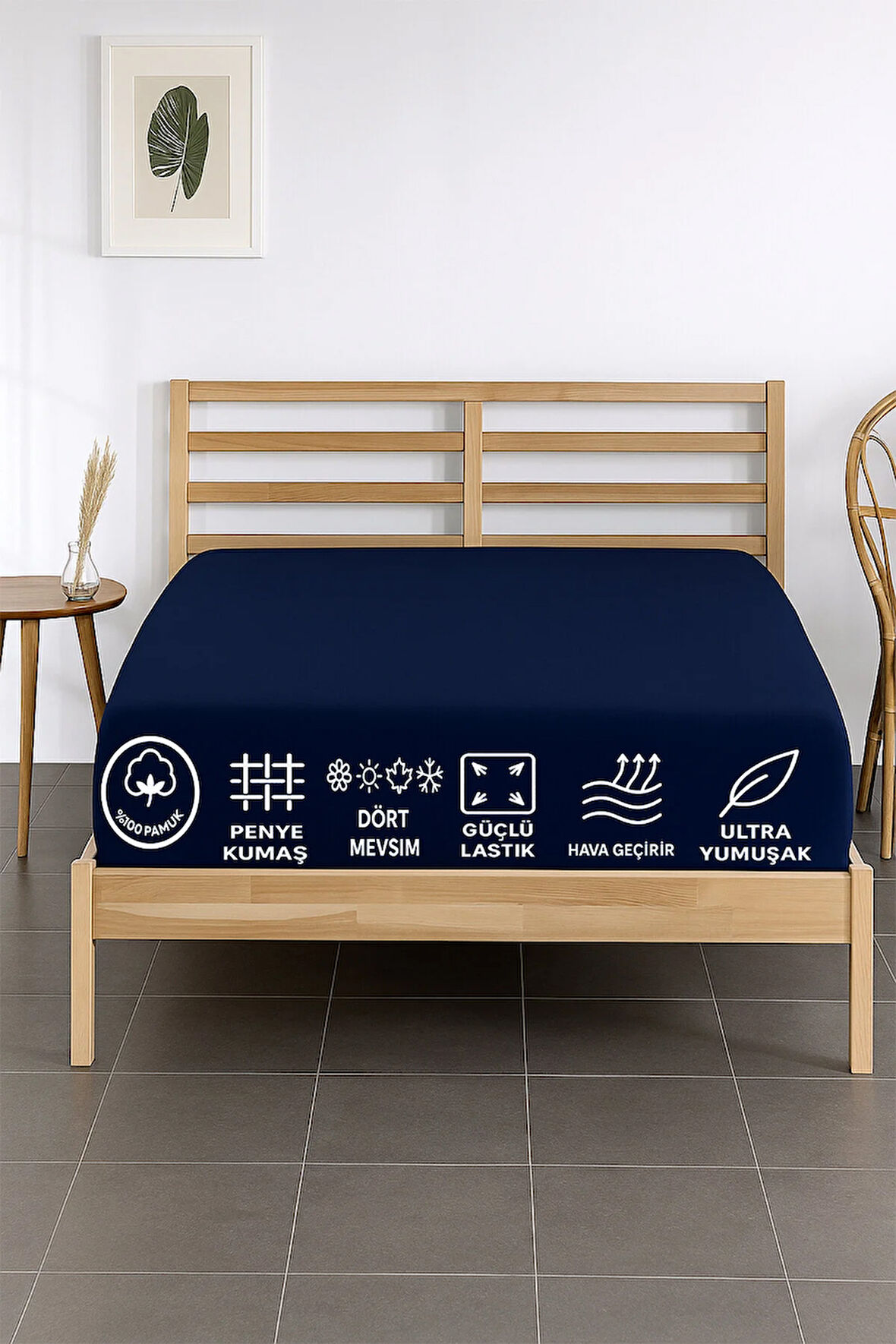 %100 Pamuklu Tek Kişilik Premium Penye Çarşaf-Siyah