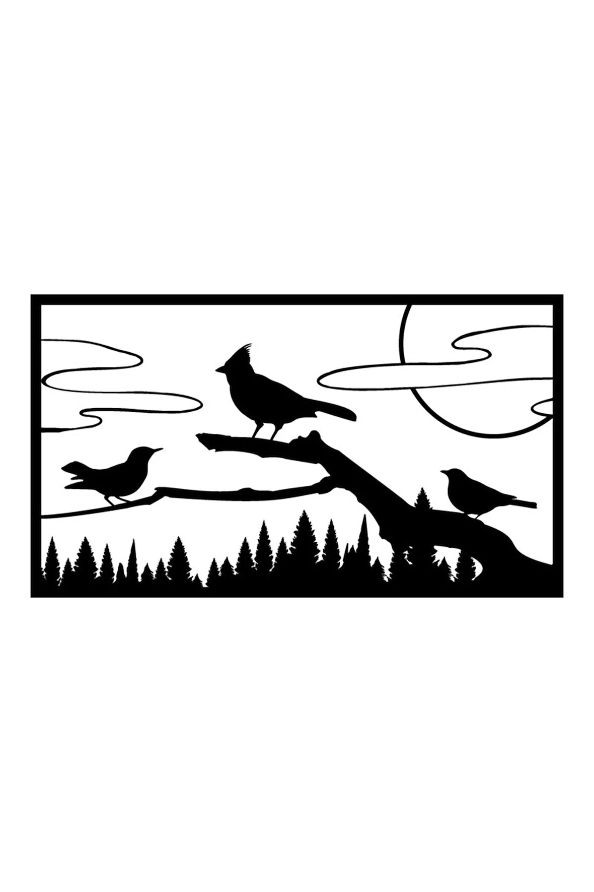 Ahşap İşleme Duvar Süsü- Kuş - 30 Cm X 50 Cm