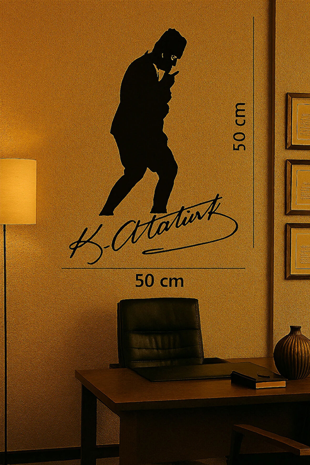 Ahşap İşleme Duvar Süsü- Atatürk Silüeti- 50 Cm X 30 Cm