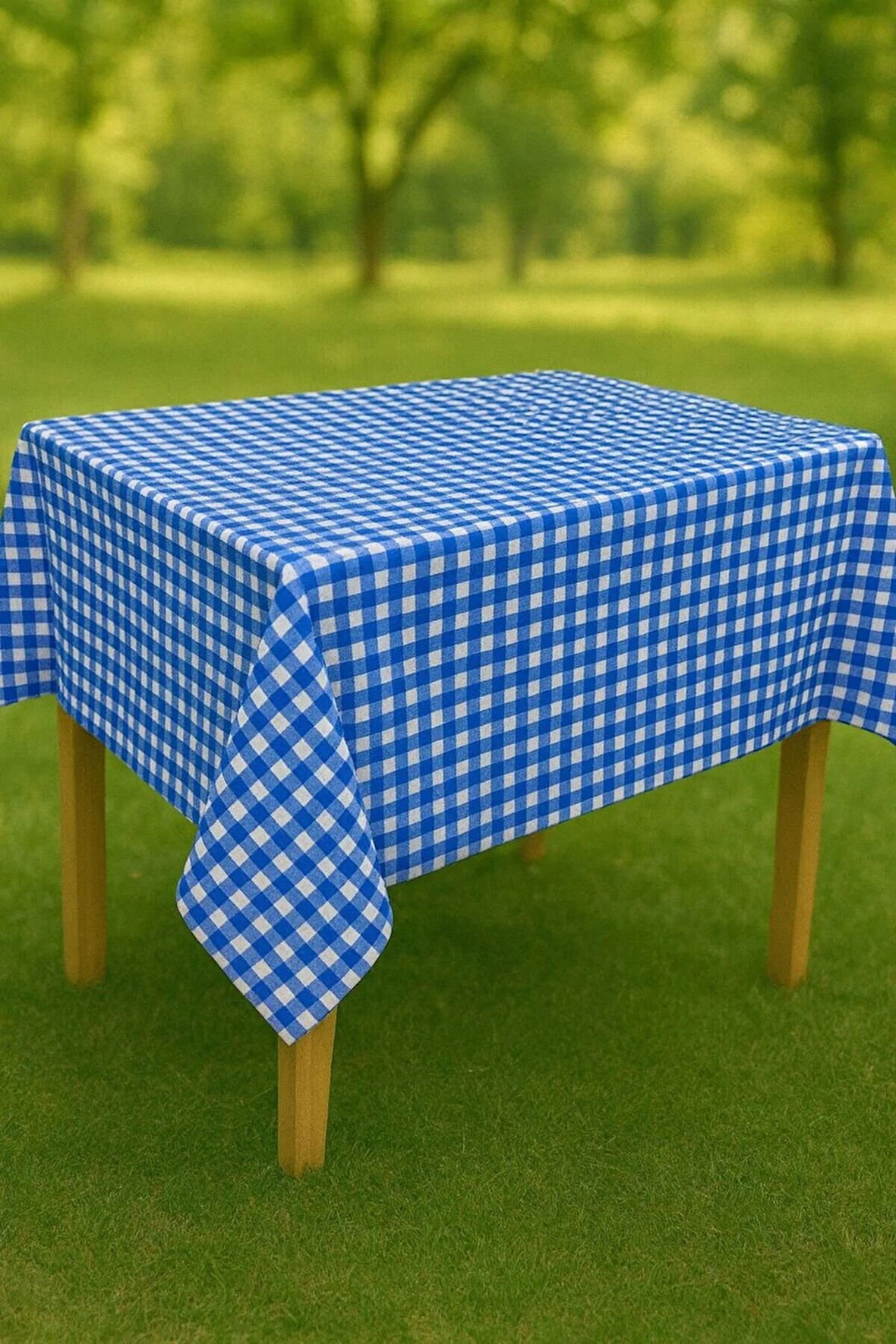 Masa Örtüsü & Piknik Örtsü -Raşel Kumaş 120 Cm X 160 Cm -Kare Desenli
