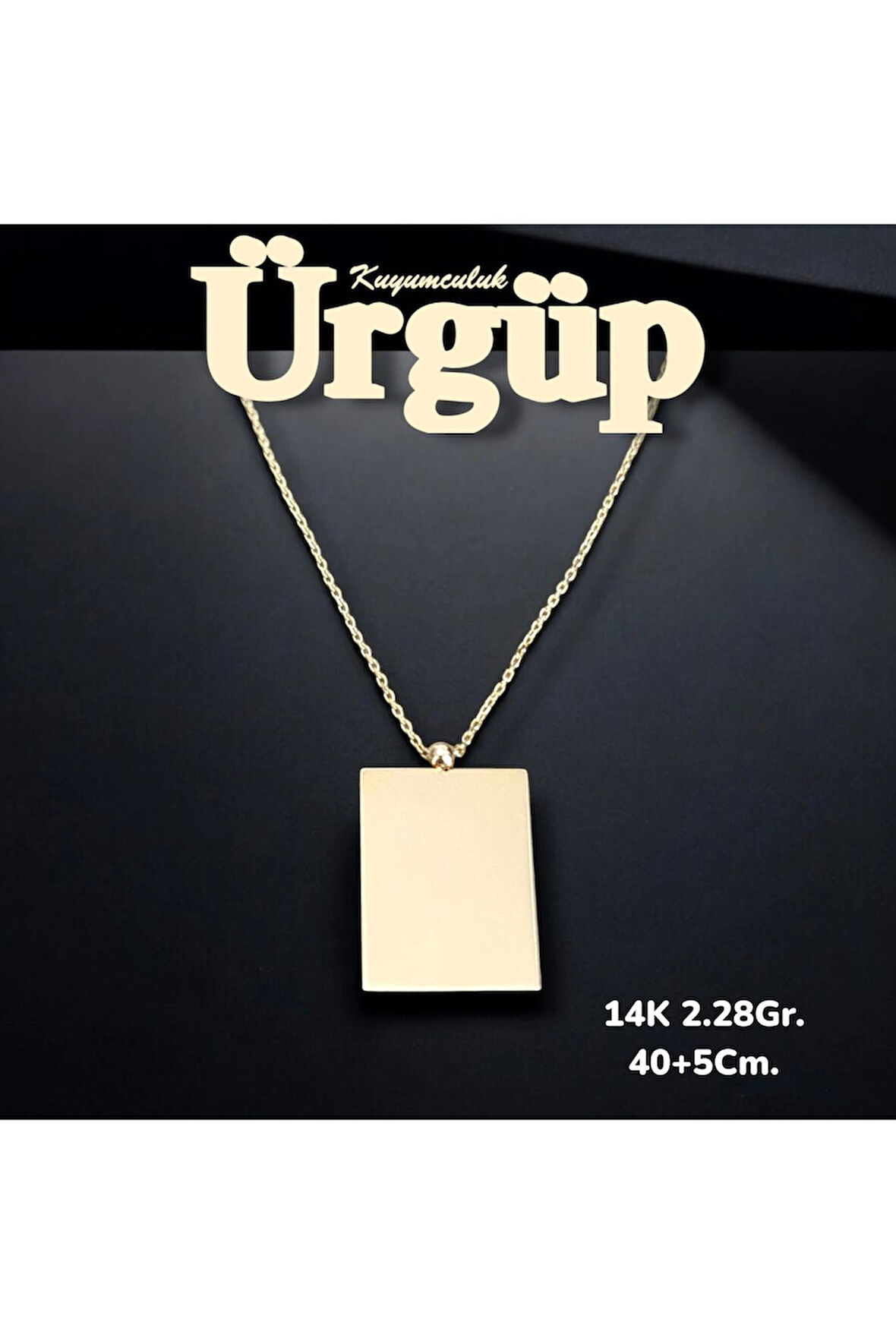 14AYAR 2.28Gram Altın Kare Plaka kolye