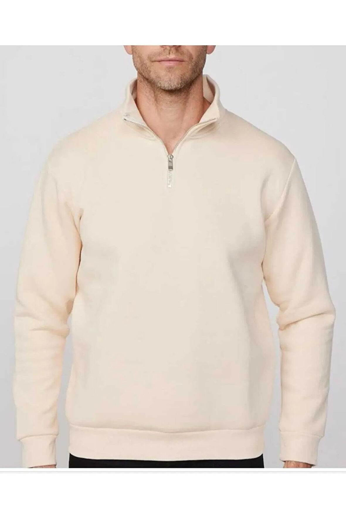 malkoçbey  dik yakalı fermuarlı oversize unisex sweatshirt