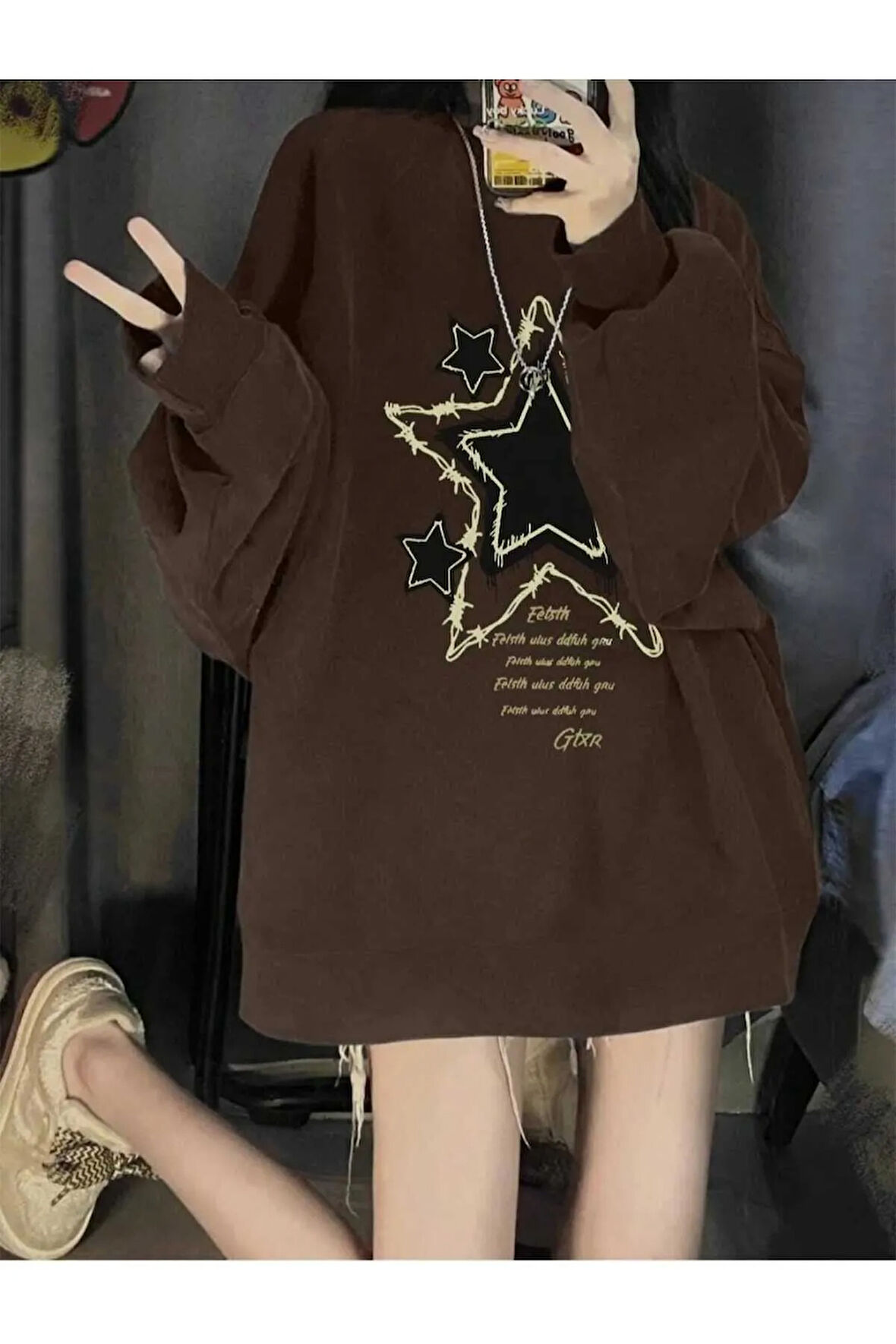 malkoçbey gtxr baskılı o yaka oversize unisex swetşhirt