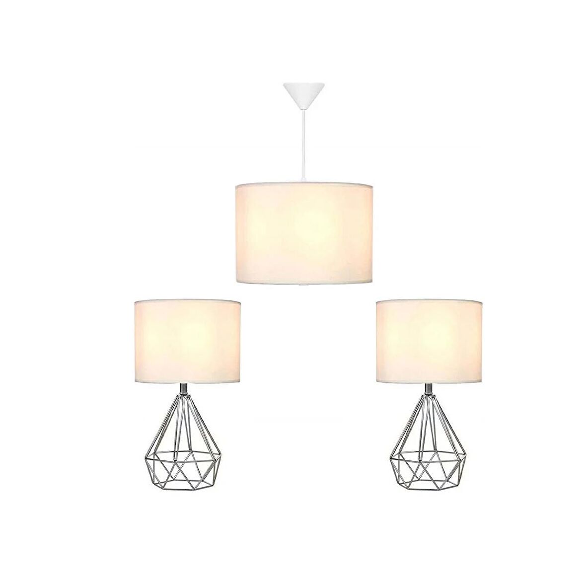 Yatak Odası Aydınlatma Seti Avize Abajur Takımı