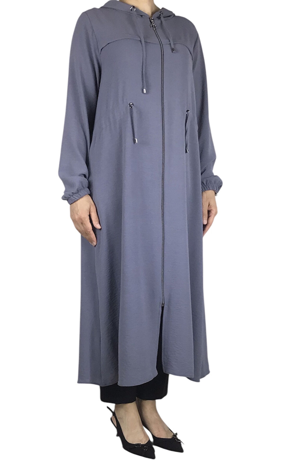 KADIN KAPŞONLU BELİ İP DETAYLI YANDAN CEPLİ İNCE AYROBİN SPOR KAP