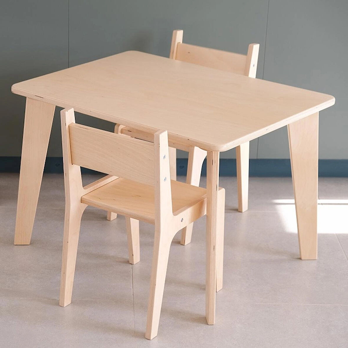 Montessori Ahşap Masa Sandalye Takımı (Masa+ 2 Sandalye)