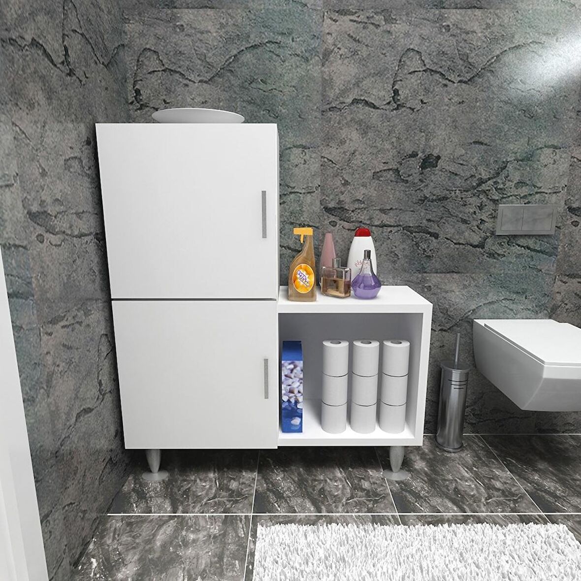 Moonlife 2 Kapaklı L Çok Amaçlı Banyo Dolabı Beyaz