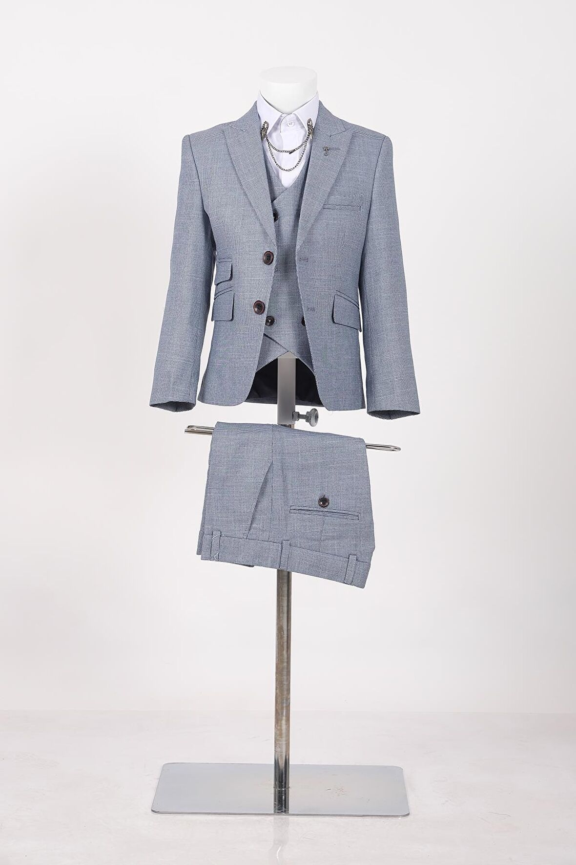 Doctor Junior Kuş Gözü Slim Fit Erkek Çocuk Takım Elbise_mnvs2285