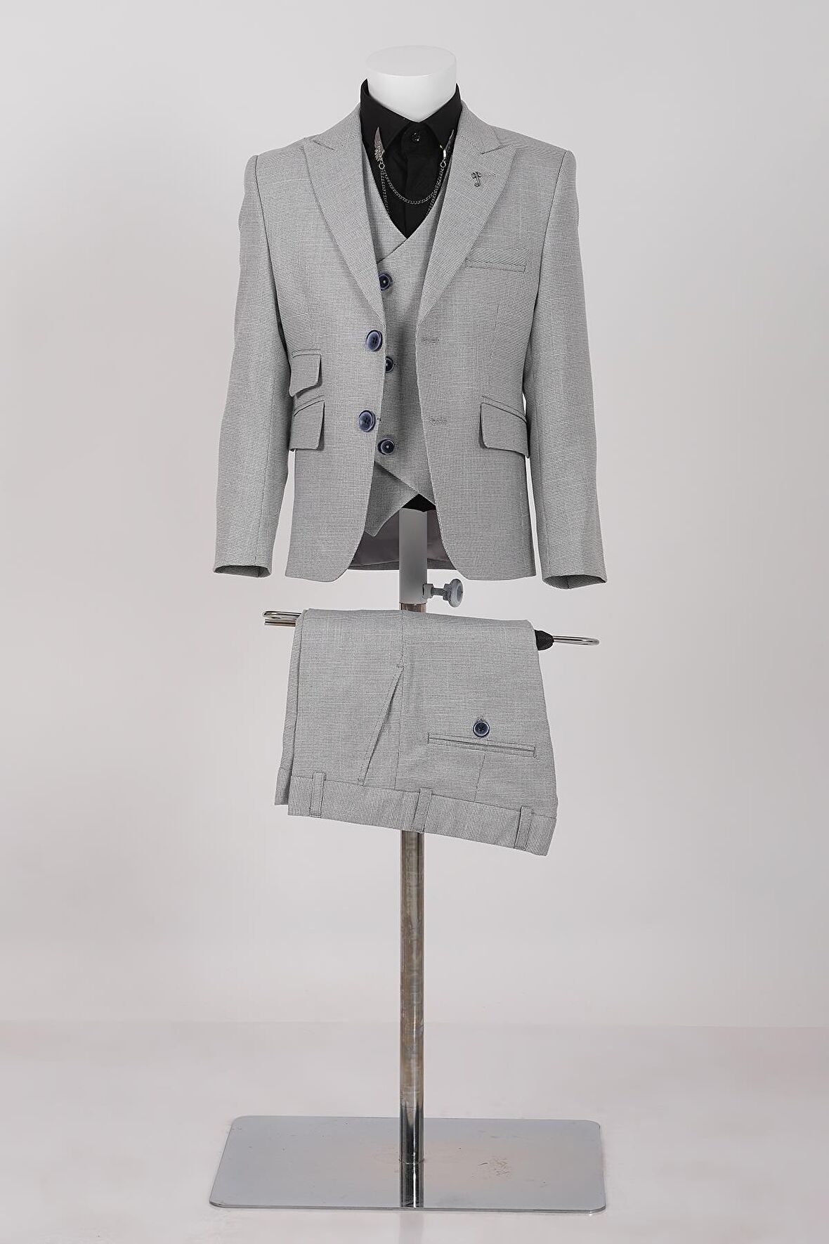 Doctor Junior Kuş Gözü Slim Fit Erkek Çocuk Takım Elbise_mnvs2285