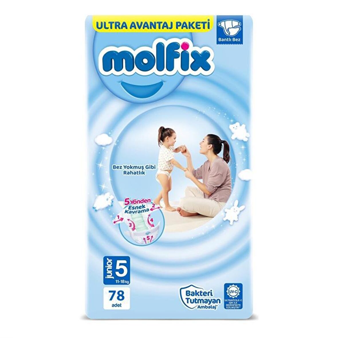 Molfix 5 Numara 11-18 Kg Junior Ultra Fırsat Paketi 78 Adet Bebek Bezi