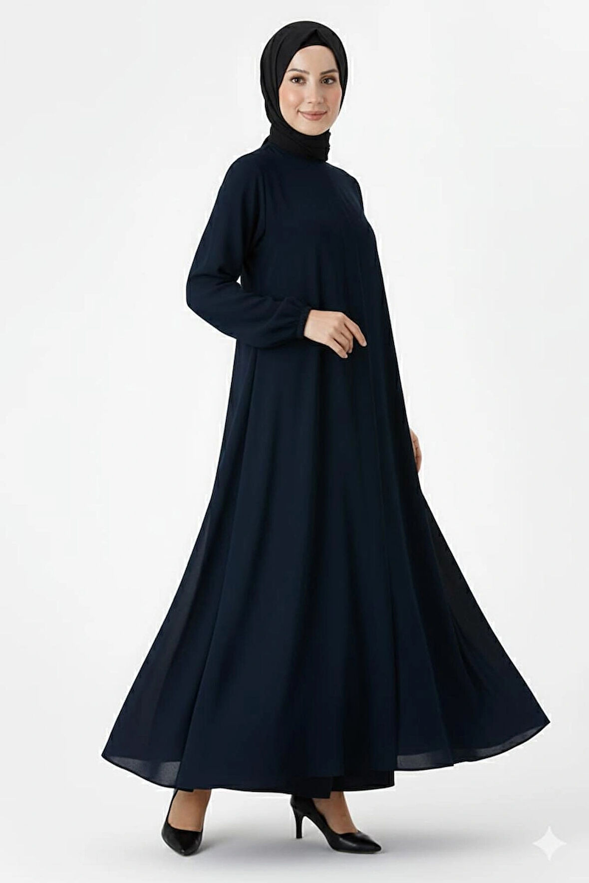 Medine İpeği Mevlana Kesim Cepli Kuşaklı Bol Ferace