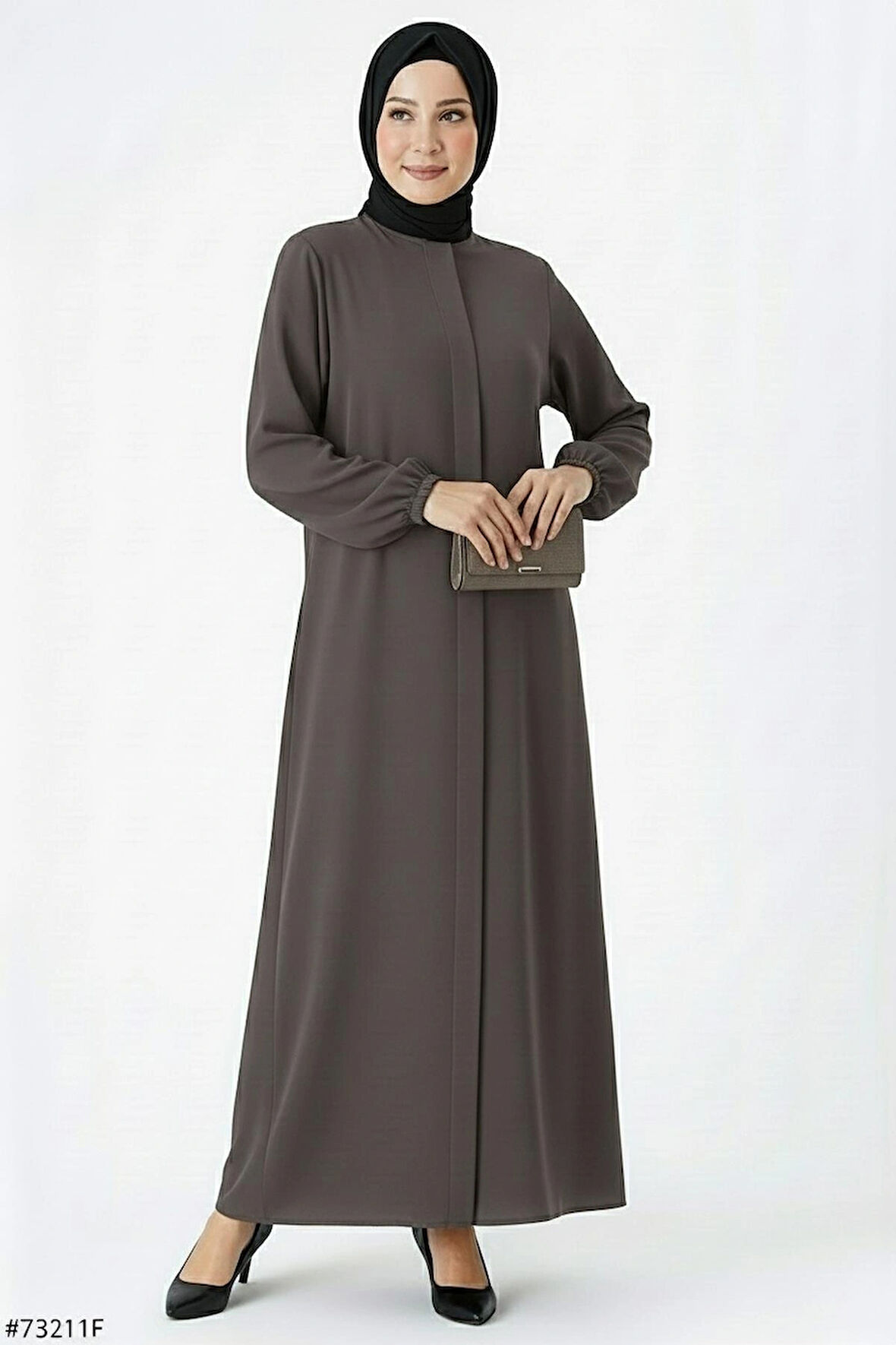 Medine İpeği Mevlana Kesim Cepli Kuşaklı Bol Ferace