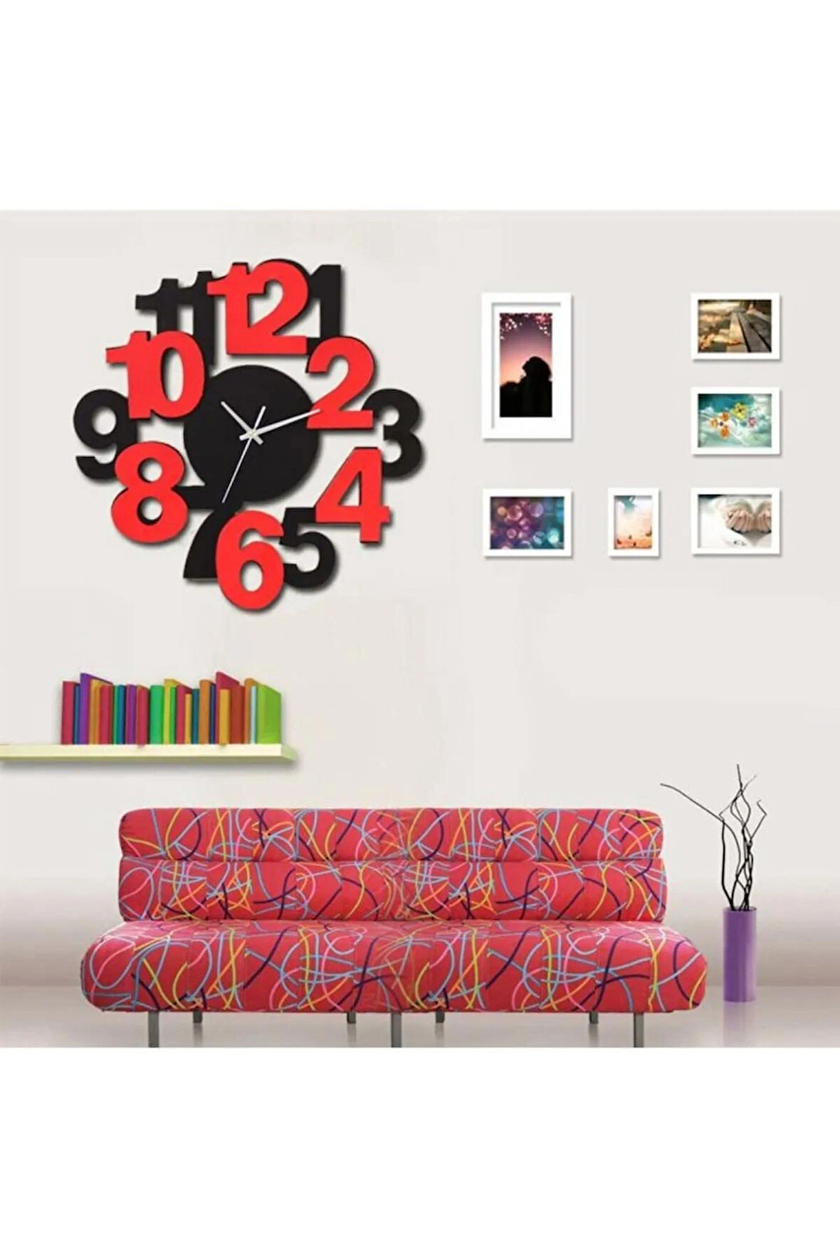 2li Renkli Modern Dekoratif Duvar Saat