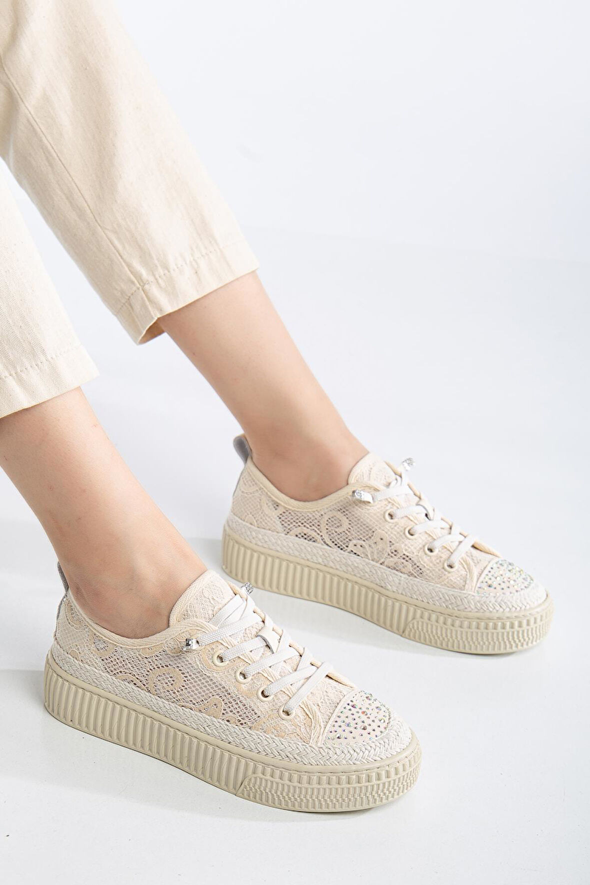 Suins Montero Model File Dantel Detaylı Kadın Spor Ayakkabı Sneaker