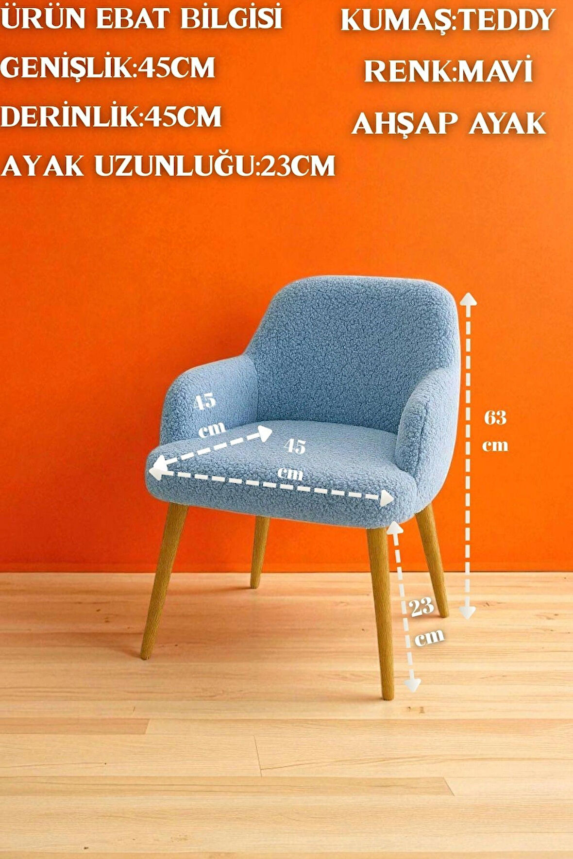 Morina Peluş Kumaş Sırtlı Puf Sandalye – Ahşap Ayaklı, Makyaj Masası ve Salon İçin
