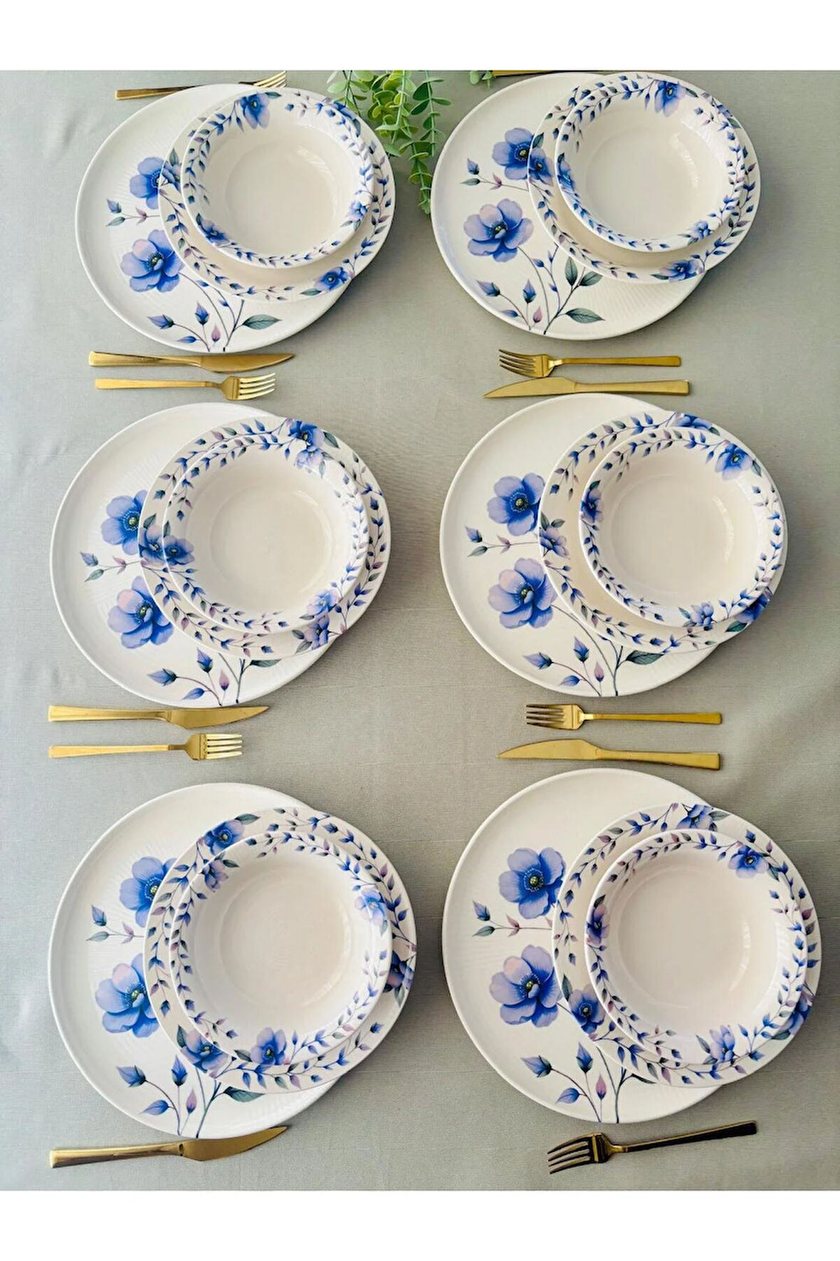 Mor Menekşe Model 6 Kişilik 18 Parça Yemek Takımı