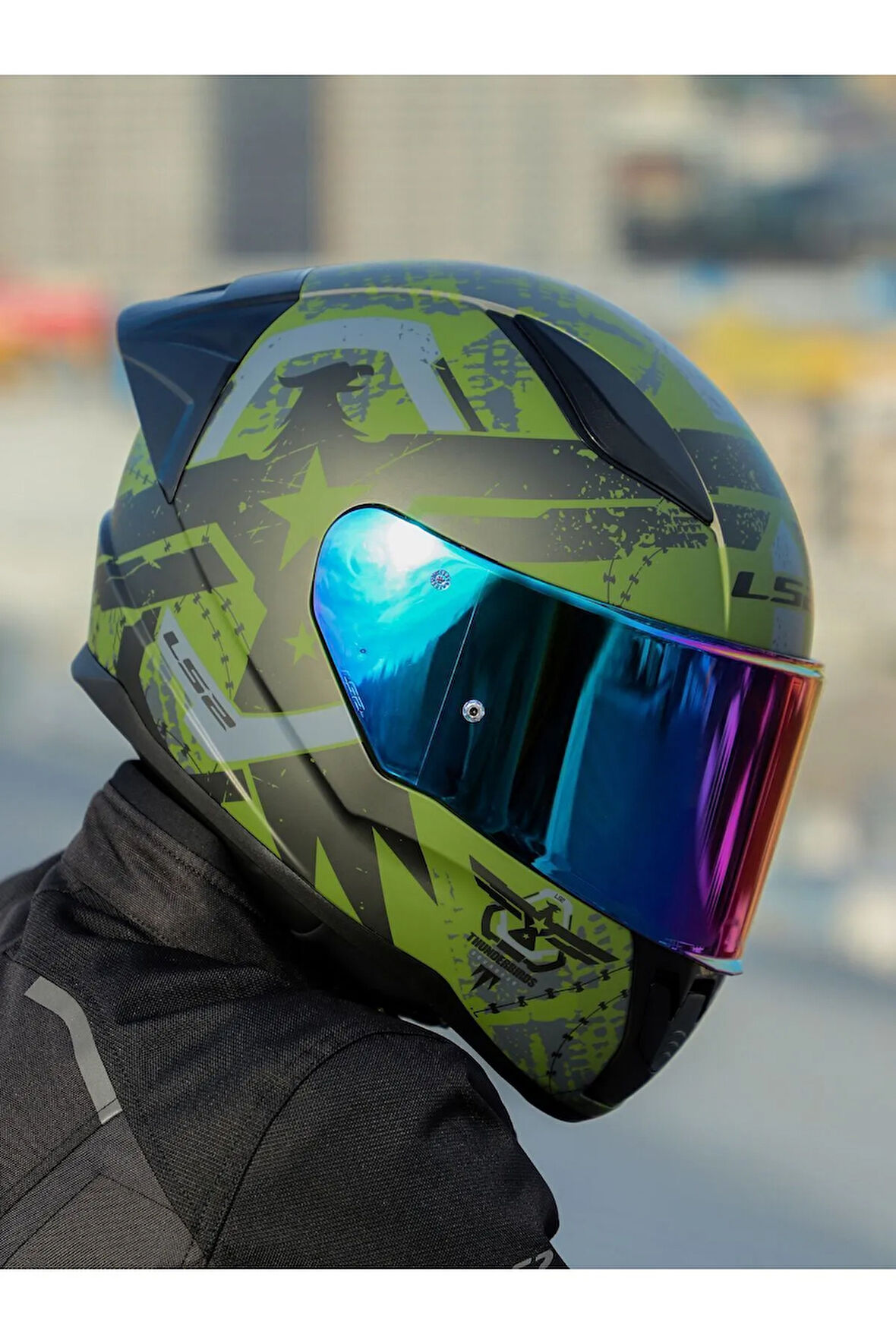 LS2 RAPID 2 THUNDER BIRDS MAT YEŞİL-SİYAH-GRİ KASK