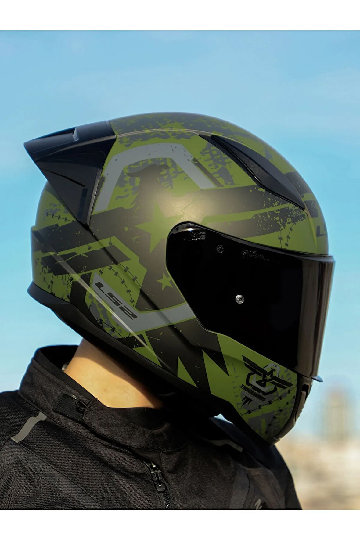 LS2 RAPID 2 THUNDER BIRDS MAT YEŞİL-SİYAH-GRİ KASK