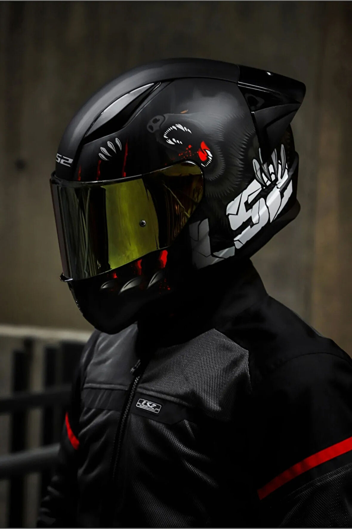 LS2 RAPID 2 RACE CLAWN MAT SİYAH-GRİ-KIRMIZI KASK