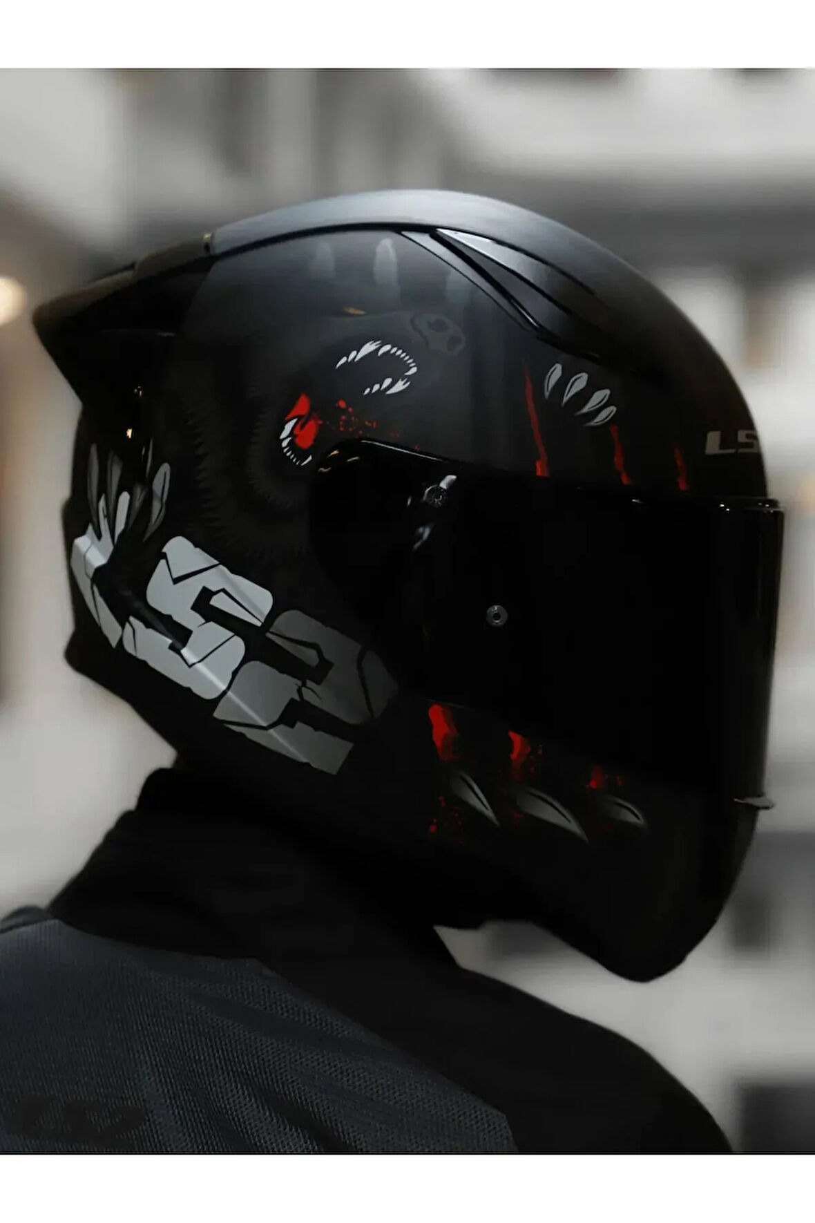 LS2 RAPID 2 RACE CLAWN MAT SİYAH-GRİ-KIRMIZI KASK