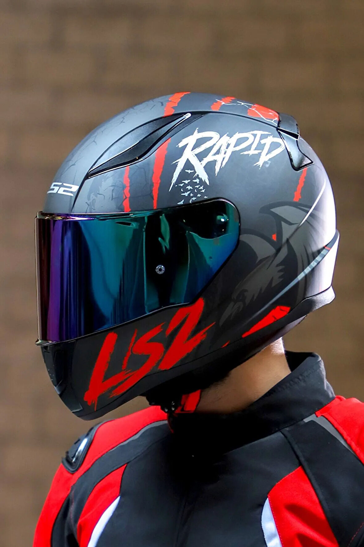 RAPID 2 RAVEN MAT SİYAH-BEYAZ-KIRMIZI KASK