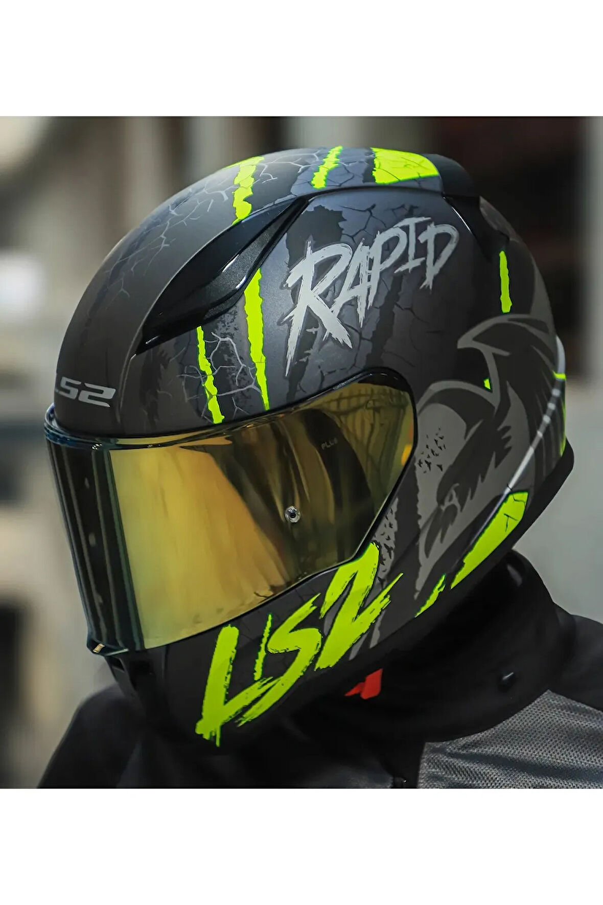 LS2 RAPID 2 RAVEN MAT SİYAH-GRİ-NEON SARI KASK