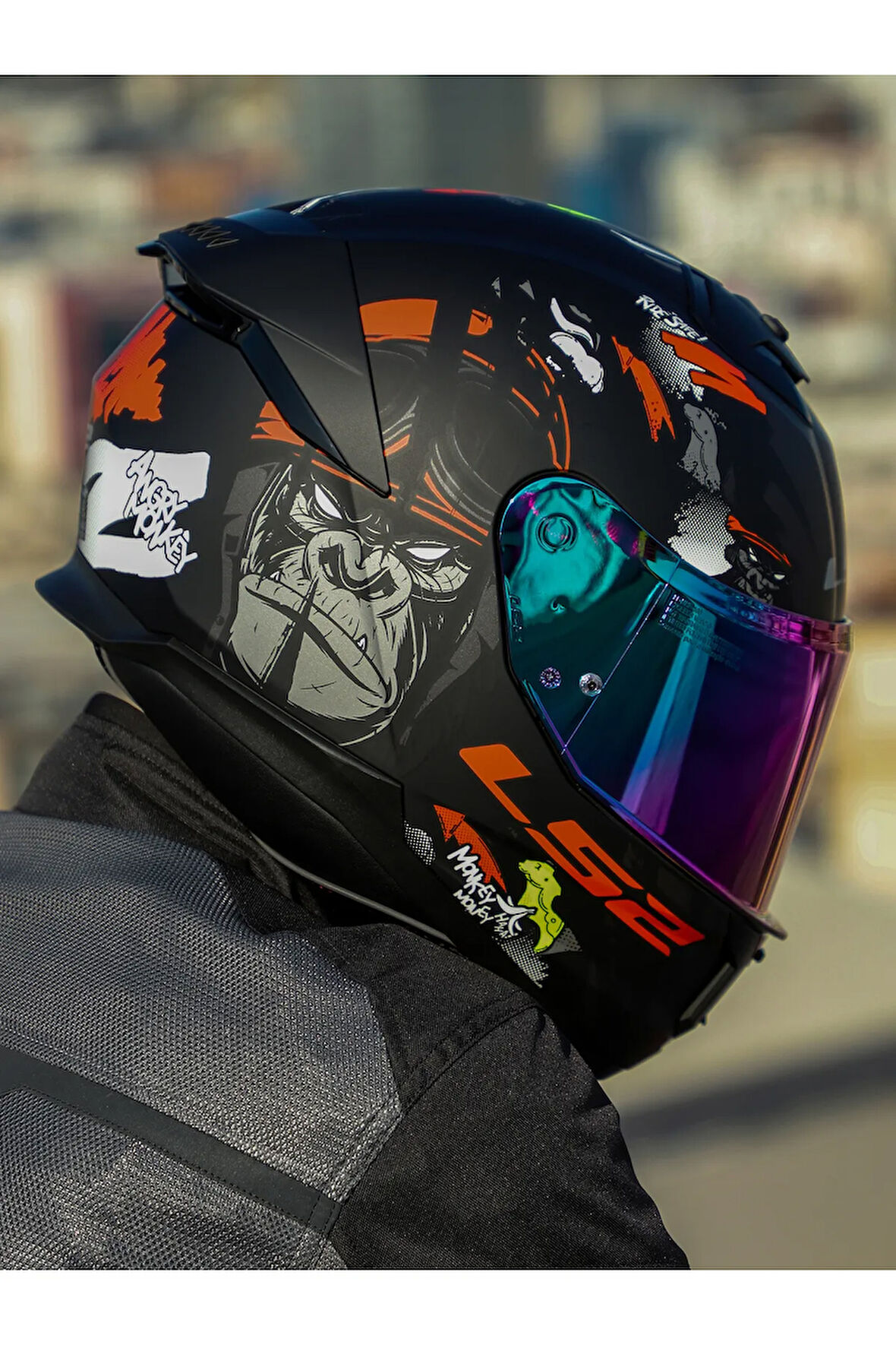 STREAM 2 ANGRY MONKEY MAT SİYAH-KIRMIZI KASK