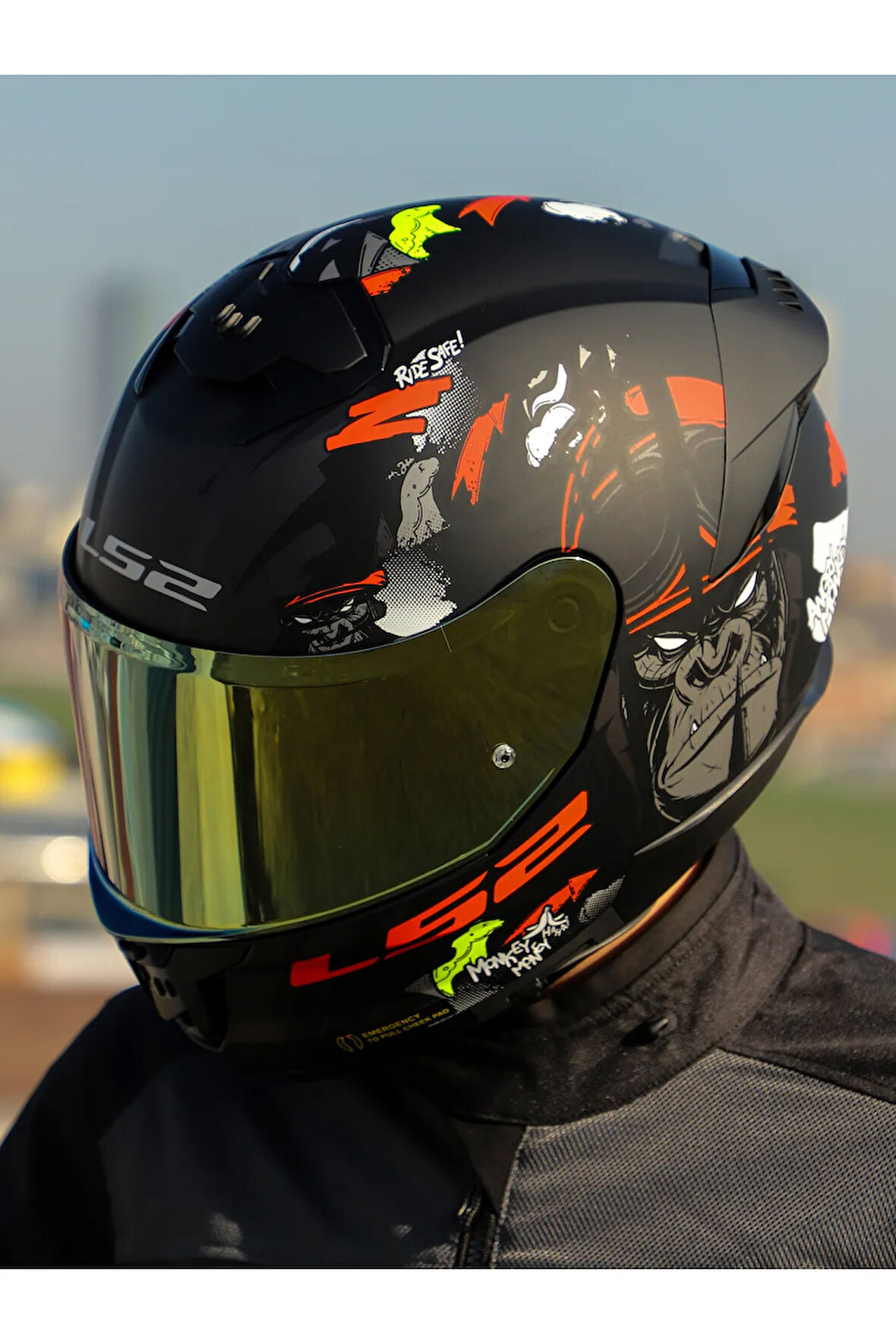 STREAM 2 ANGRY MONKEY MAT SİYAH-KIRMIZI KASK