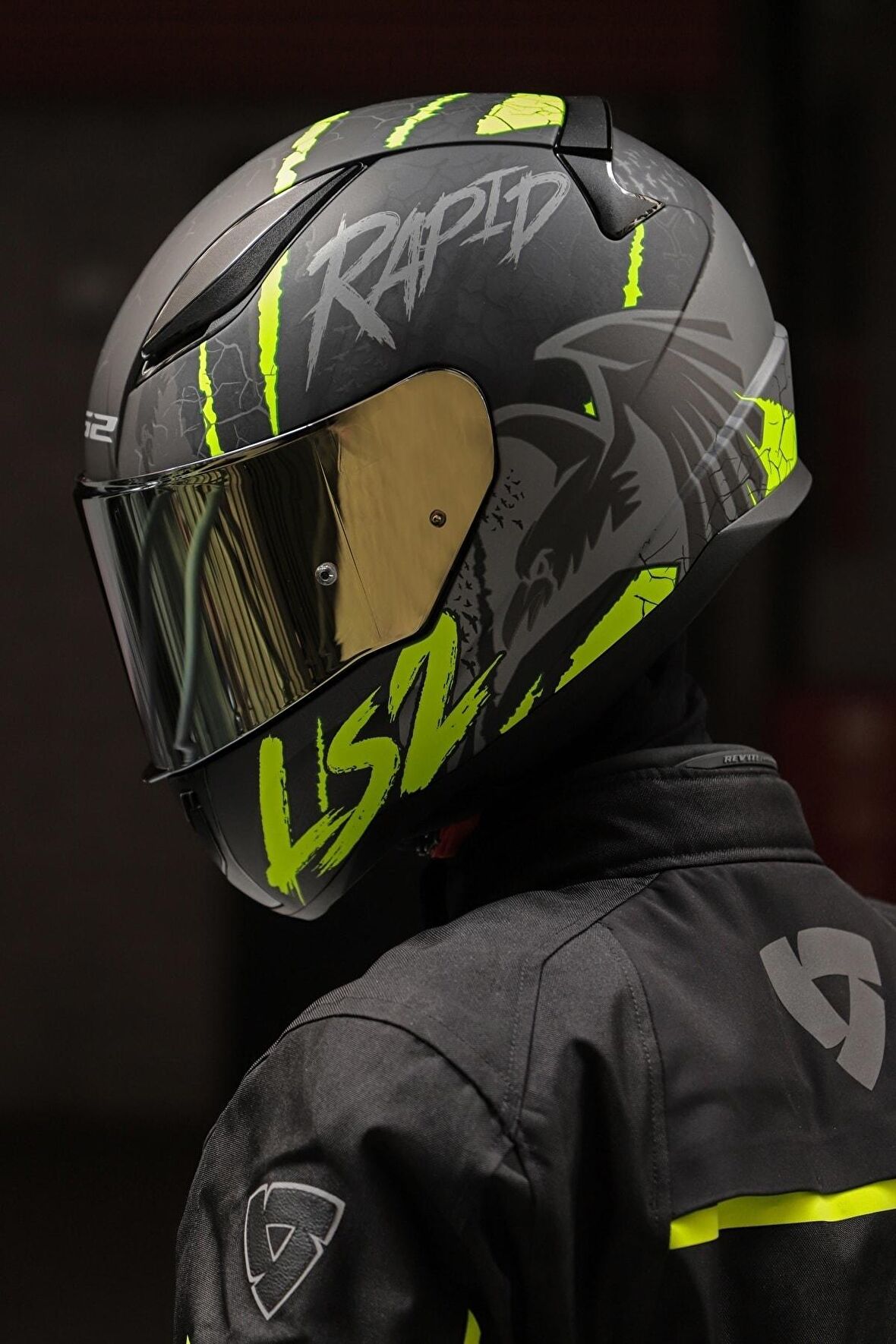 RAPID RAVEN MAT SİYAH-GRİ-NEON SARI KASK