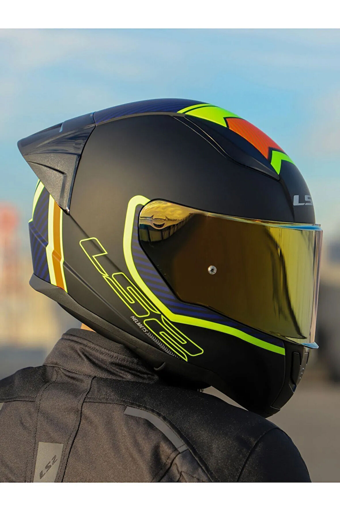 RAPID 2 RACE EXTRA MAT NEON SARI-NAVY MAVİ KASK