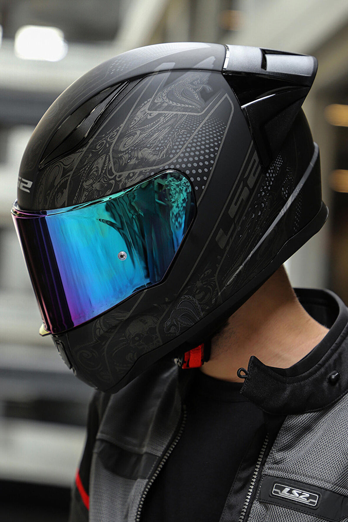 LS2 RAPID 2 RACE CRYPT MAT SİYAH KASK C4