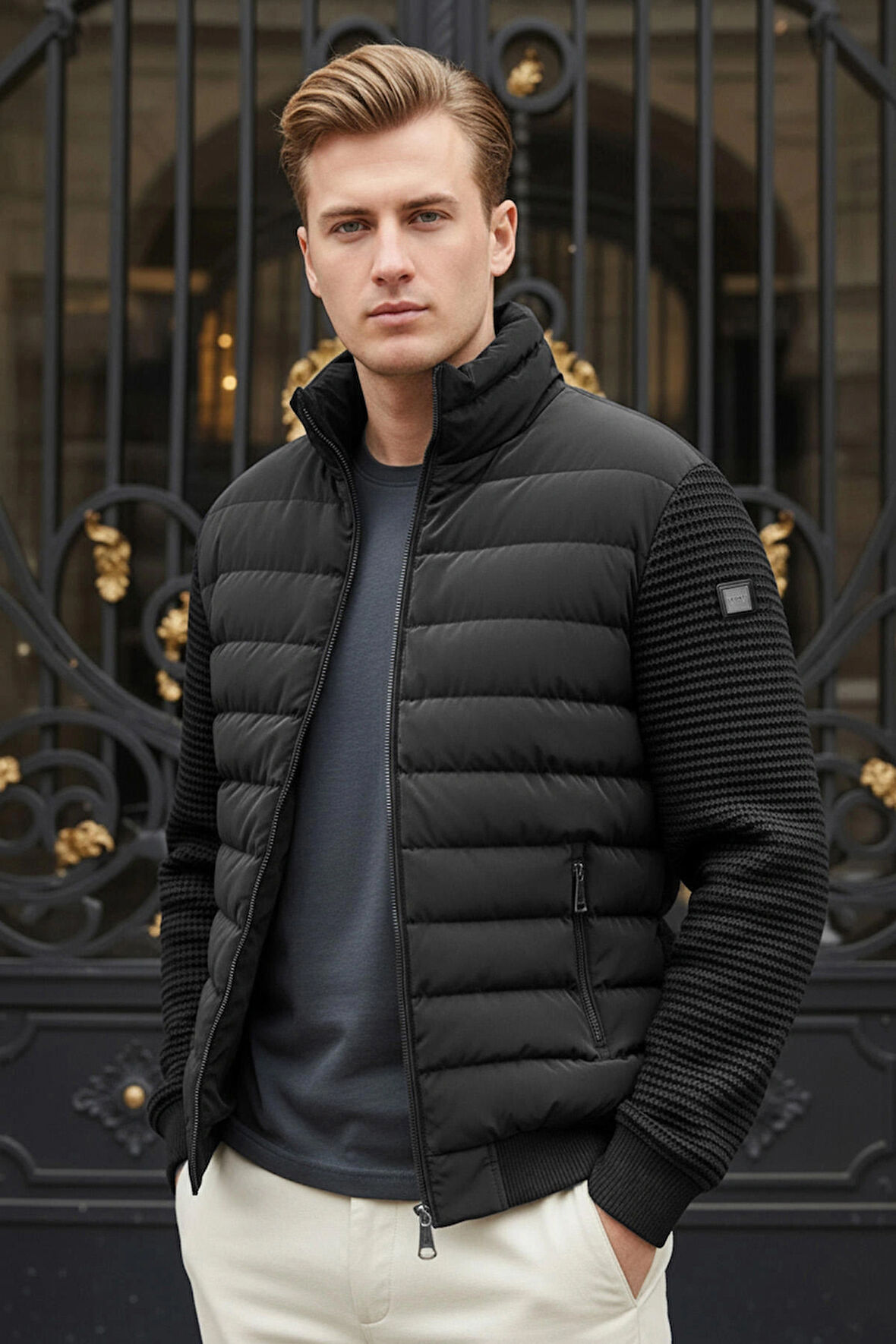 Erkek Kol Örme Şişme Mont