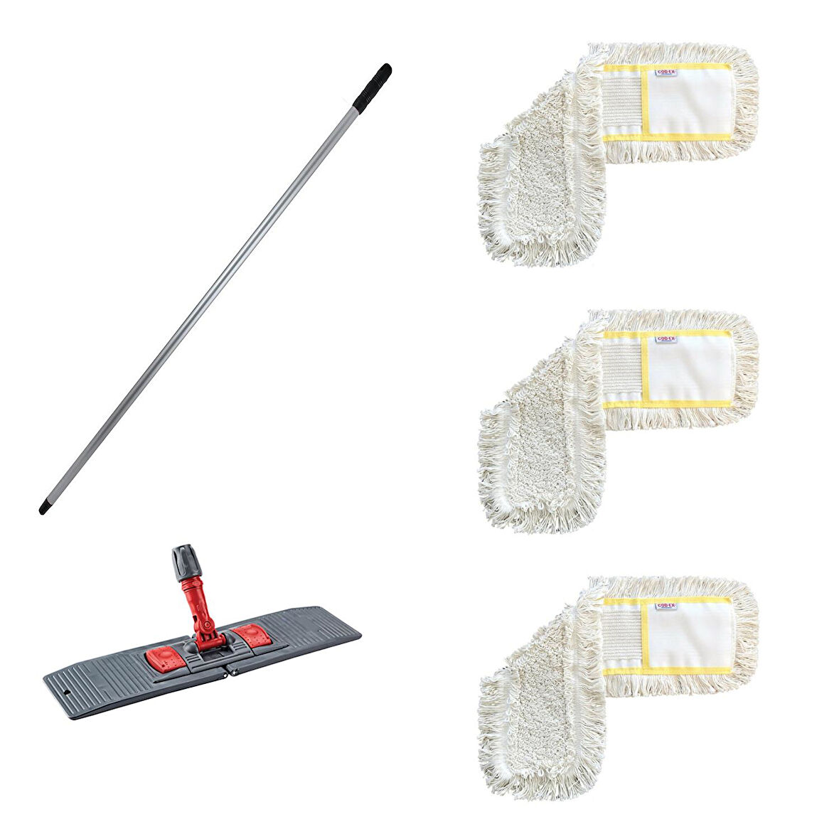 Cod-Ex Tablet Palet Nemli Yedek Mop Takımı - 40 Cm. Nemli Mop + Katlanır Aparat + Metal Vidalı Sap