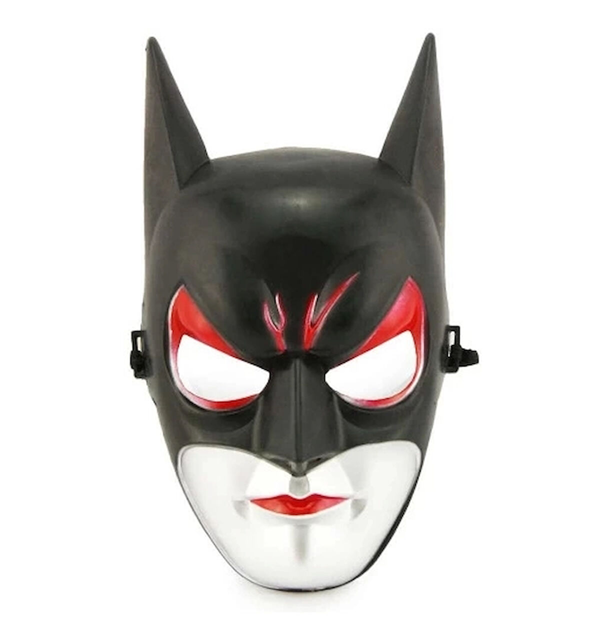 Kırmızı Gözlü Siyah Batman Maske - Lastikli Batgirl Maskesi 28X17 Cm
